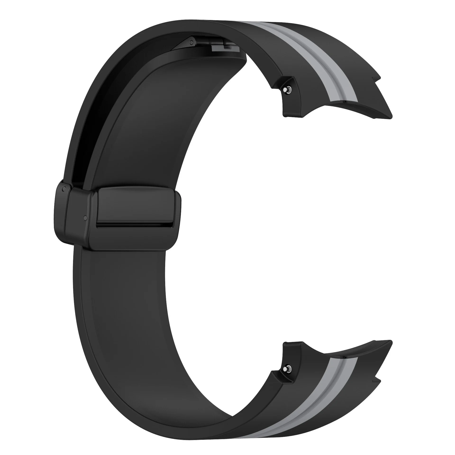 Силиконовый ремешок Cls-line-black для Samsung Galaxy Watch 4 / 4 Classic / 5 / 5 Pro / 6 / 6 Classic / 7 / FE - черно-серый