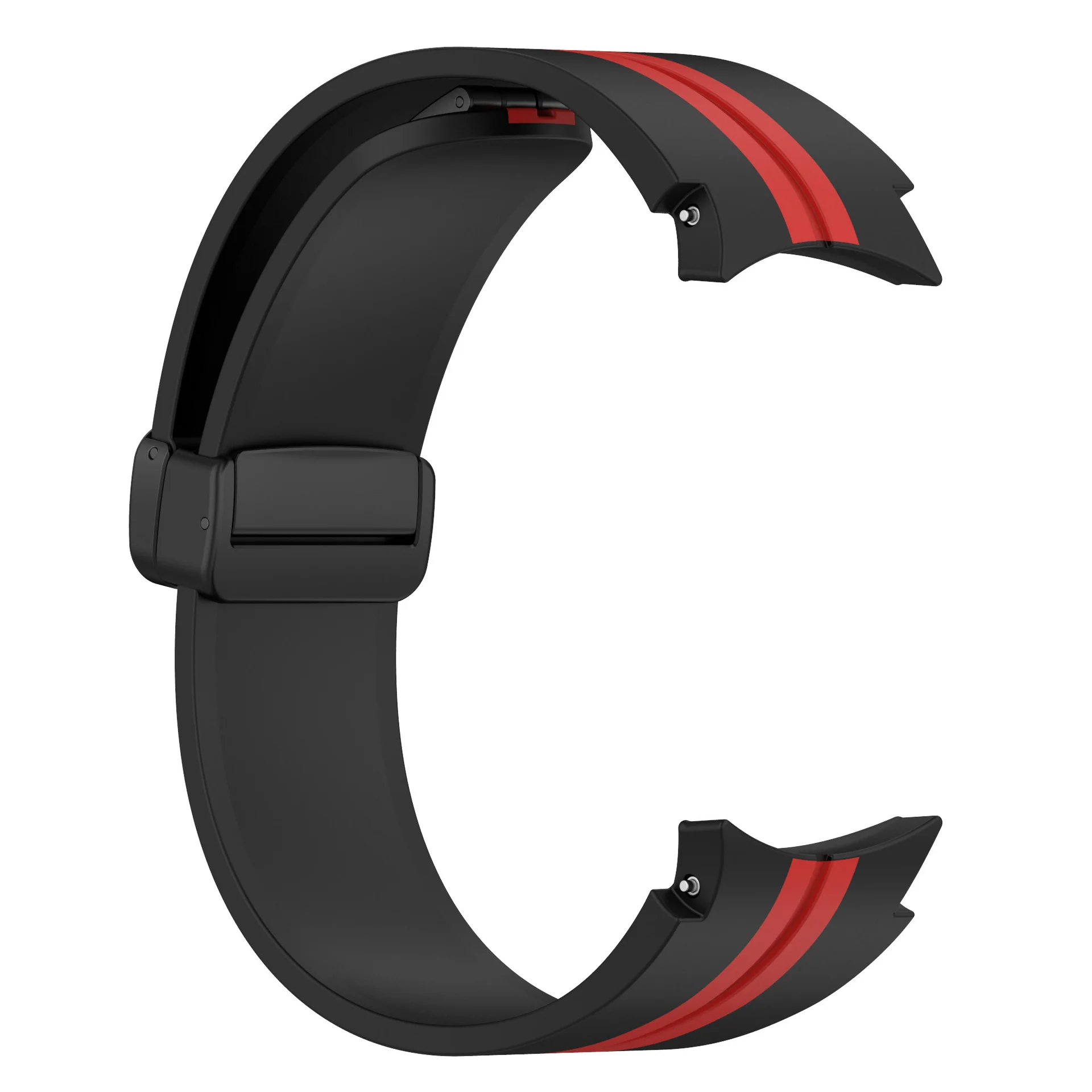 Силиконовый ремешок Cls-line-black для Samsung Galaxy Watch 4 / 4 Classic / 5 / 5 Pro / 6 / 6 Classic / 7 / FE - черно-красный
