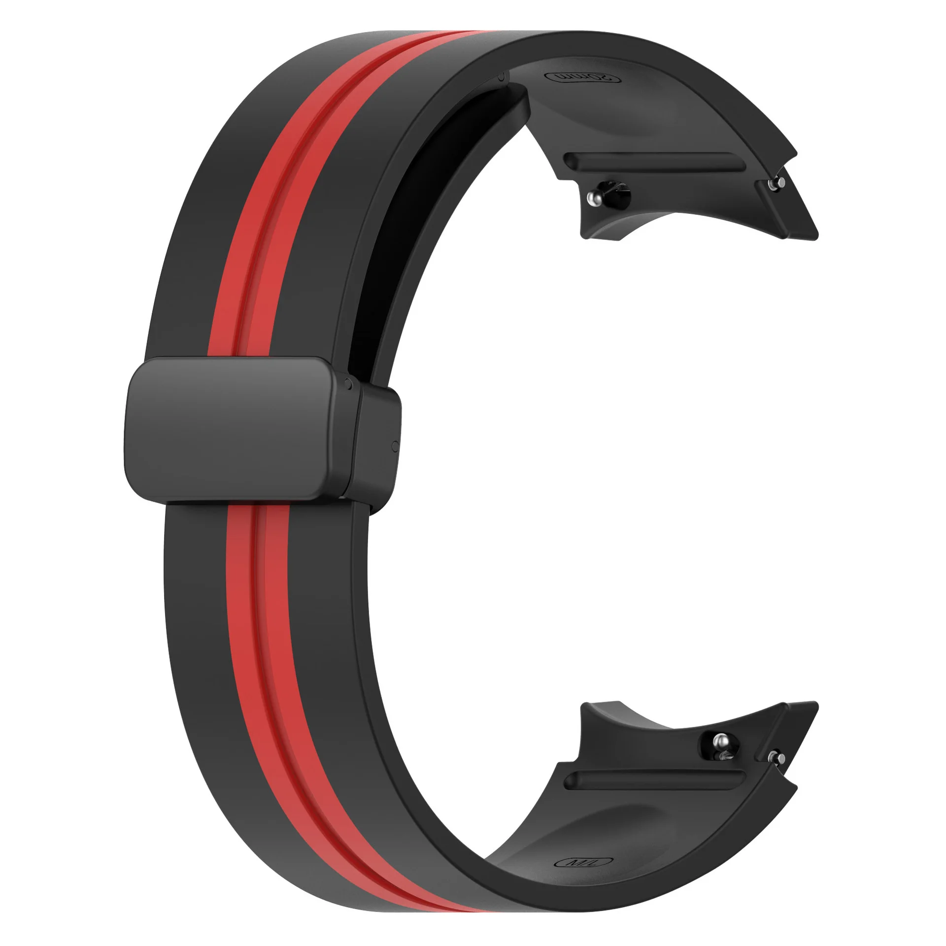 Силиконовый ремешок Cls-line-black для Samsung Galaxy Watch 4 / 4 Classic / 5 / 5 Pro / 6 / 6 Classic / 7 / FE - черно-красный