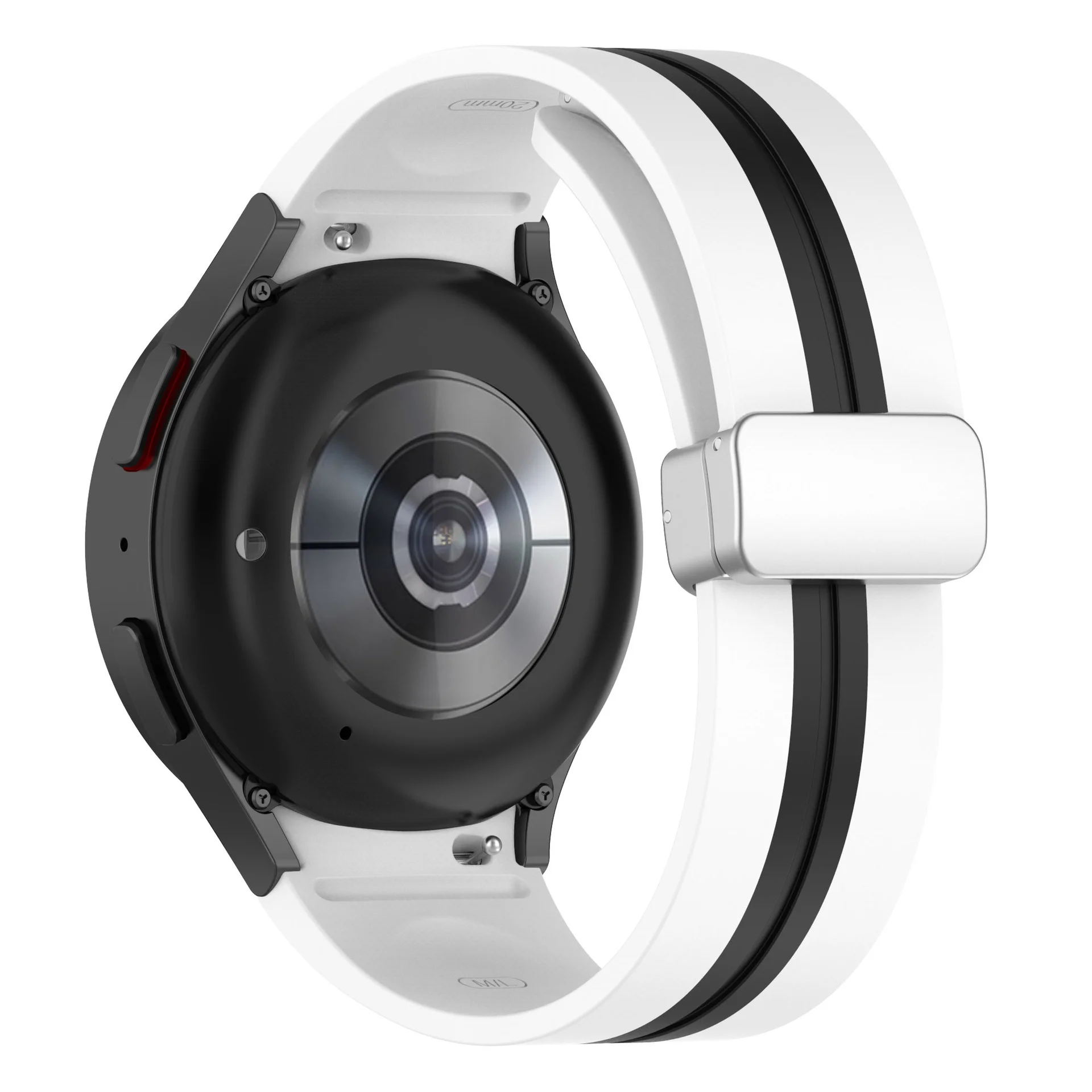 Силиконовый ремешок Cls-line для Samsung Galaxy Watch 4 / 4 Classic / 5 / 5 Pro / 6 / 6 Classic / 7 / FE - бело-черный