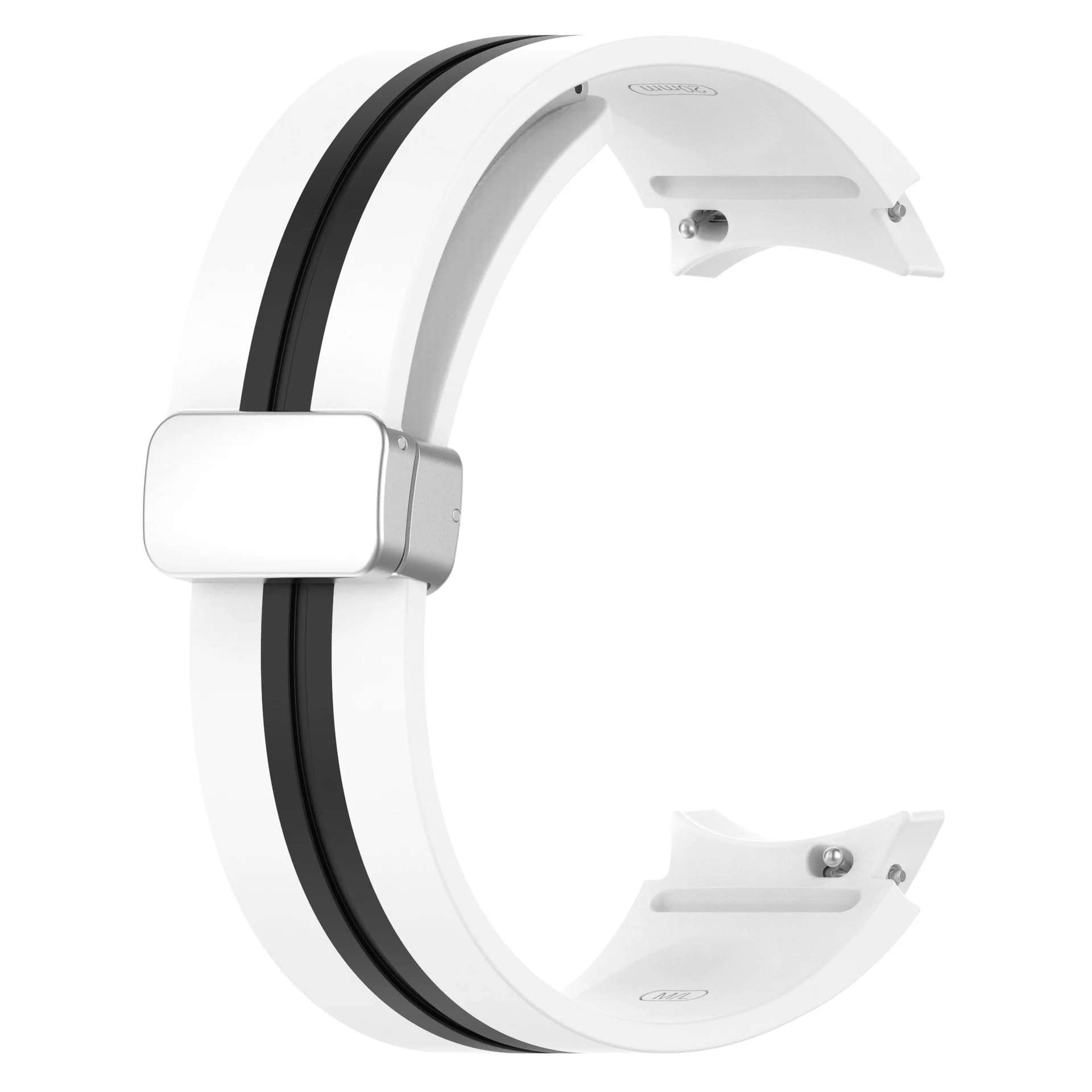 Силиконовый ремешок Cls-line для Samsung Galaxy Watch 4 / 4 Classic / 5 / 5 Pro / 6 / 6 Classic / 7 / FE - бело-черный