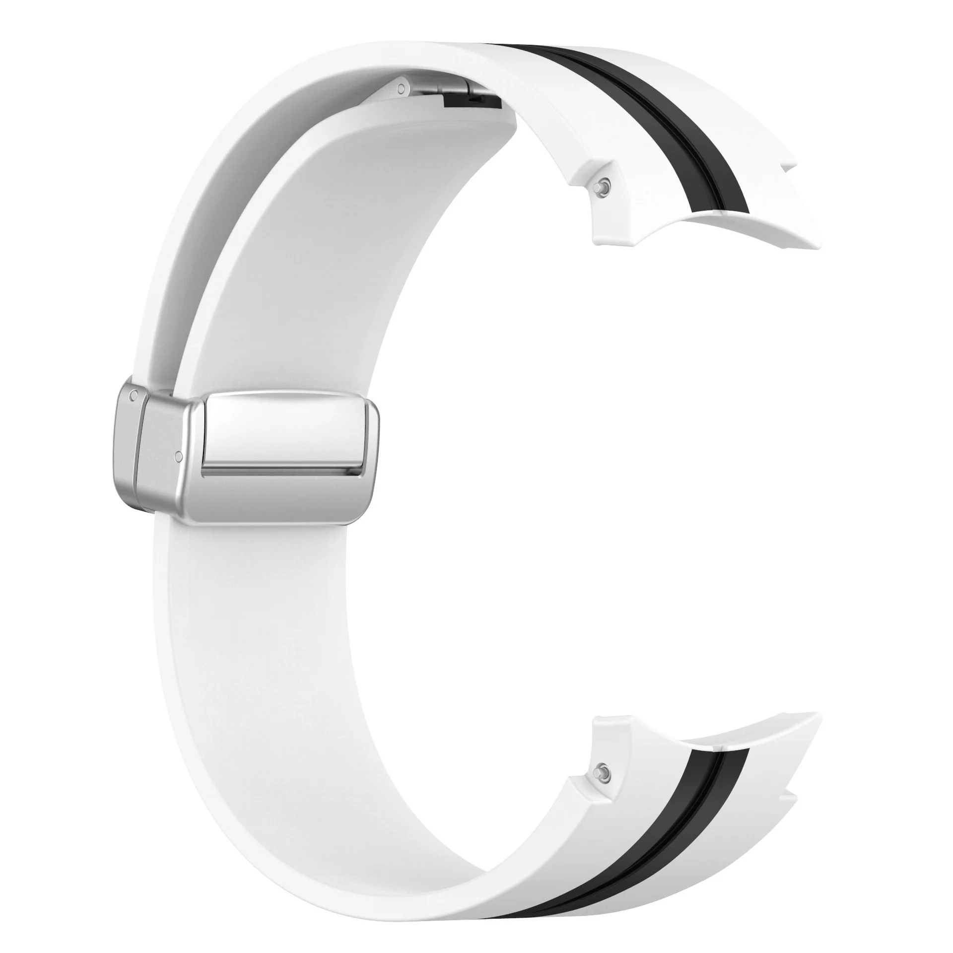 Силиконовый ремешок Cls-line для Samsung Galaxy Watch 4 / 4 Classic / 5 / 5 Pro / 6 / 6 Classic / 7 / FE - бело-черный
