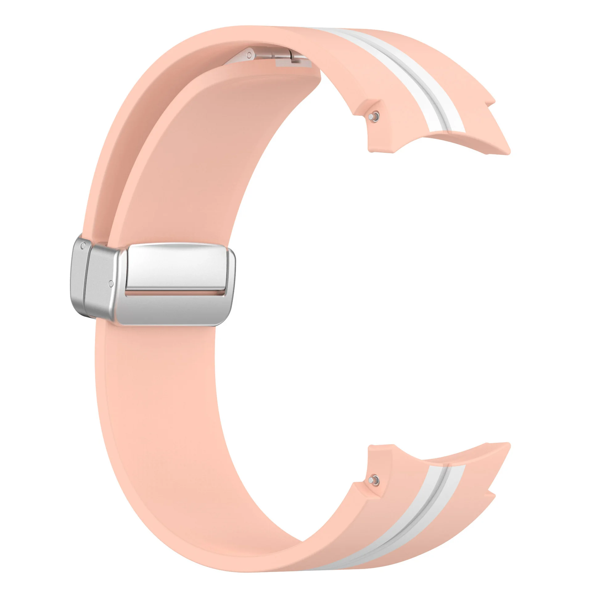 Силиконовый ремешок Cls-line для Samsung Galaxy Watch 4 / 4 Classic / 5 / 5 Pro / 6 / 6 Classic / 7 / FE - розово-белый