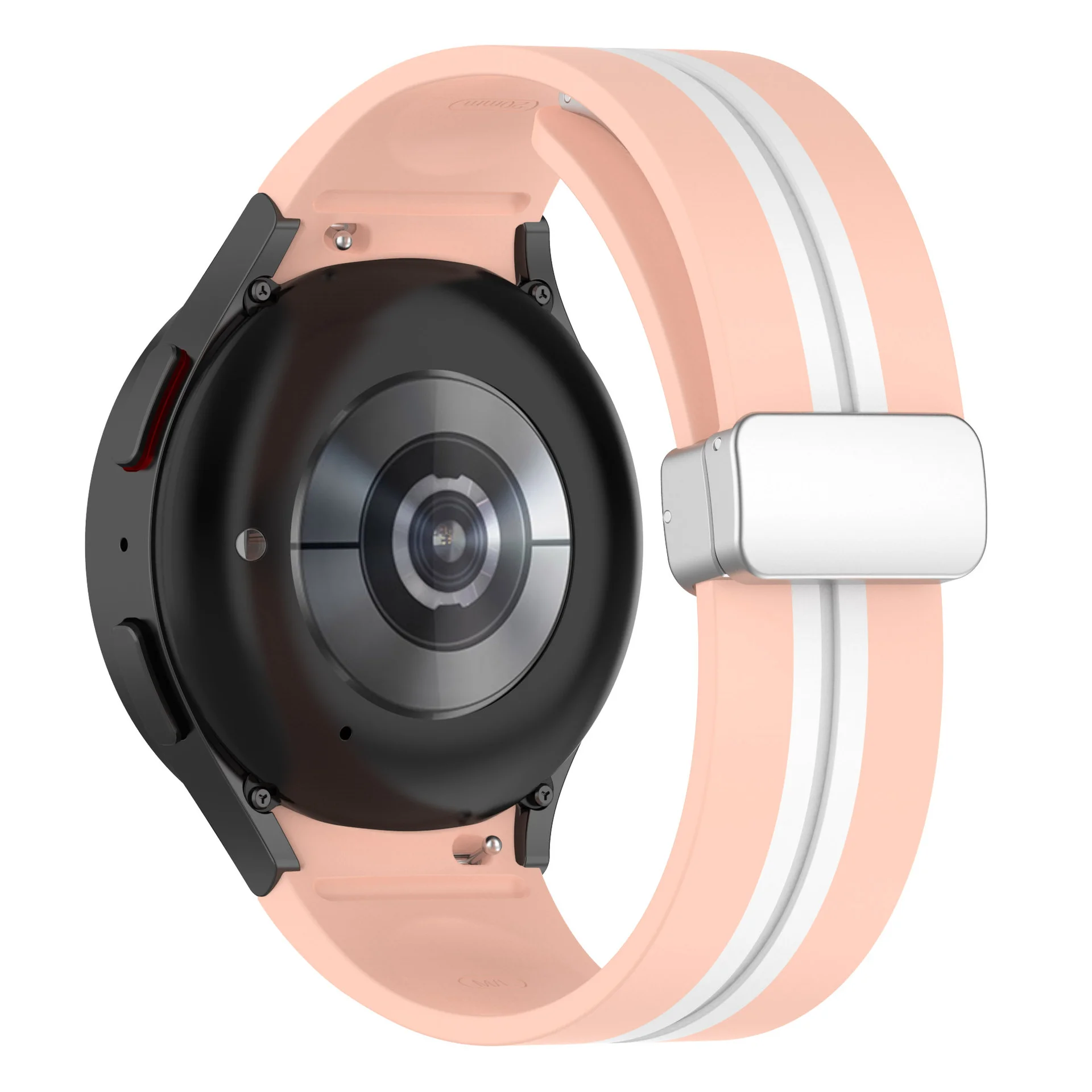 Силиконовый ремешок Cls-line для Samsung Galaxy Watch 4 / 4 Classic / 5 / 5 Pro / 6 / 6 Classic / 7 / FE - розово-белый