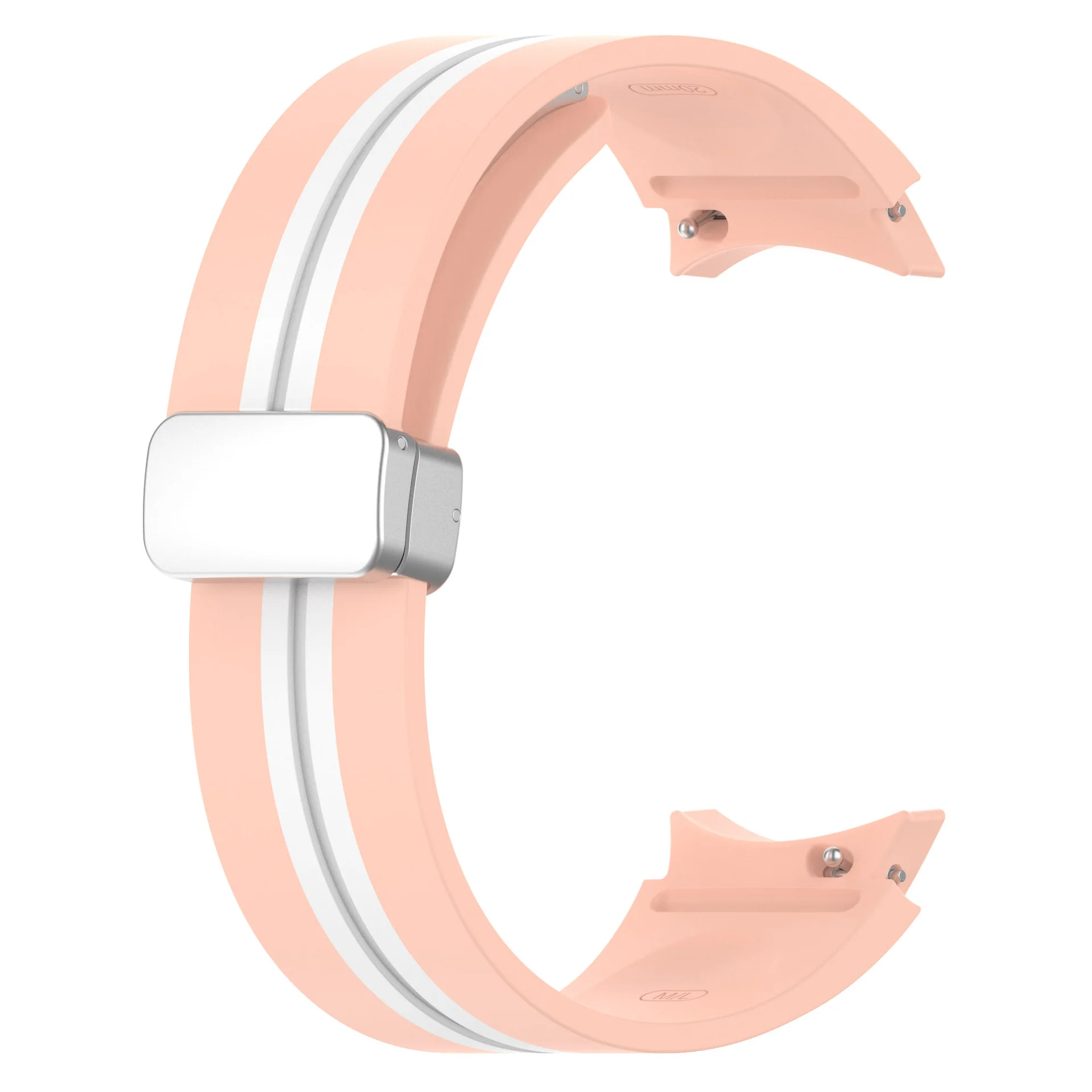 Силиконовый ремешок Cls-line для Samsung Galaxy Watch 4 / 4 Classic / 5 / 5 Pro / 6 / 6 Classic / 7 / FE - розово-белый