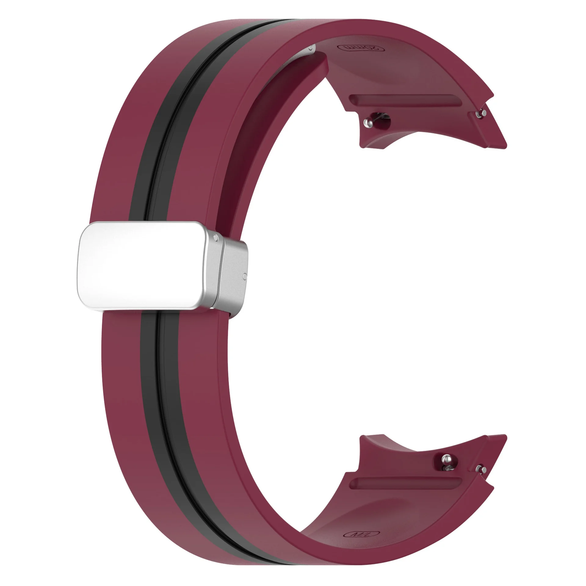 Силиконовый ремешок Cls-line для Samsung Galaxy Watch 4 / 4 Classic / 5 / 5 Pro / 6 / 6 Classic / 7 / FE - темно-красно-черный