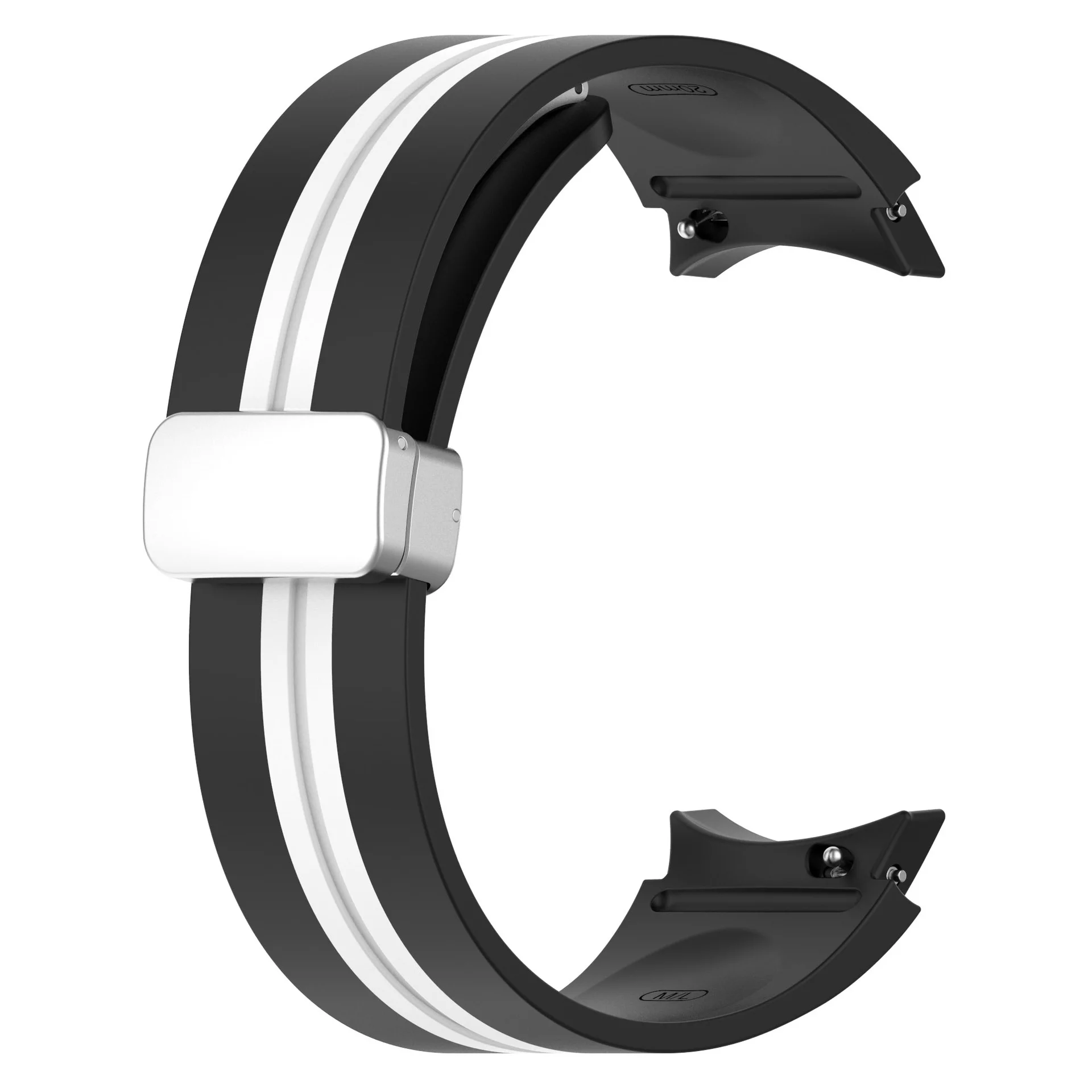 Силиконовый ремешок Cls-line для Samsung Galaxy Watch 4 / 4 Classic / 5 / 5 Pro / 6 / 6 Classic / 7 / FE - черно-белый