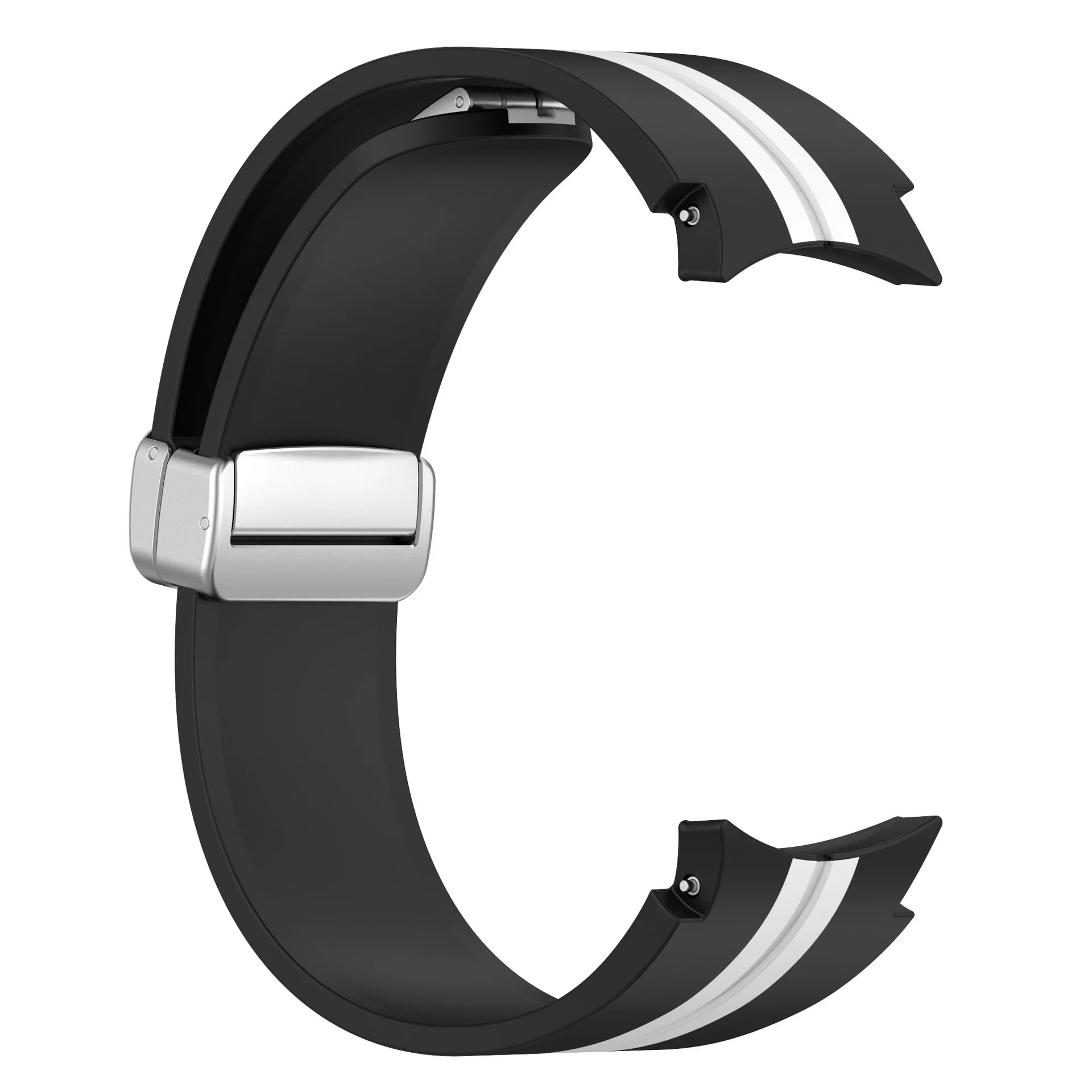 Силиконовый ремешок Cls-line для Samsung Galaxy Watch 4 / 4 Classic / 5 / 5 Pro / 6 / 6 Classic / 7 / FE - черно-белый