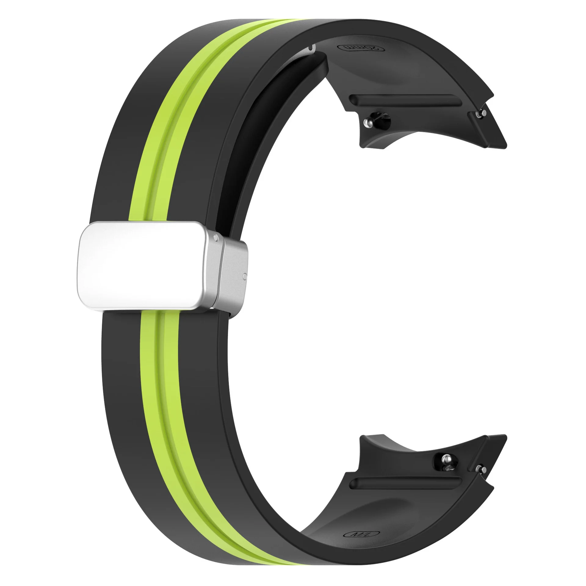 Силиконовый ремешок Cls-line для Samsung Galaxy Watch 4 / 4 Classic / 5 / 5 Pro / 6 / 6 Classic / 7 / FE - черно-зеленый