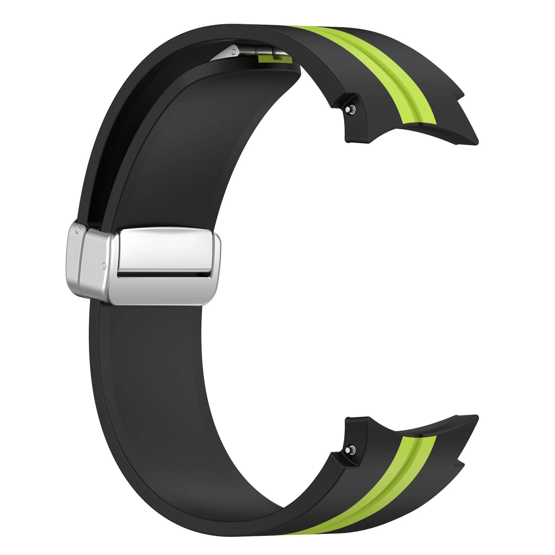 Силиконовый ремешок Cls-line для Samsung Galaxy Watch 4 / 4 Classic / 5 / 5 Pro / 6 / 6 Classic / 7 / FE - черно-зеленый