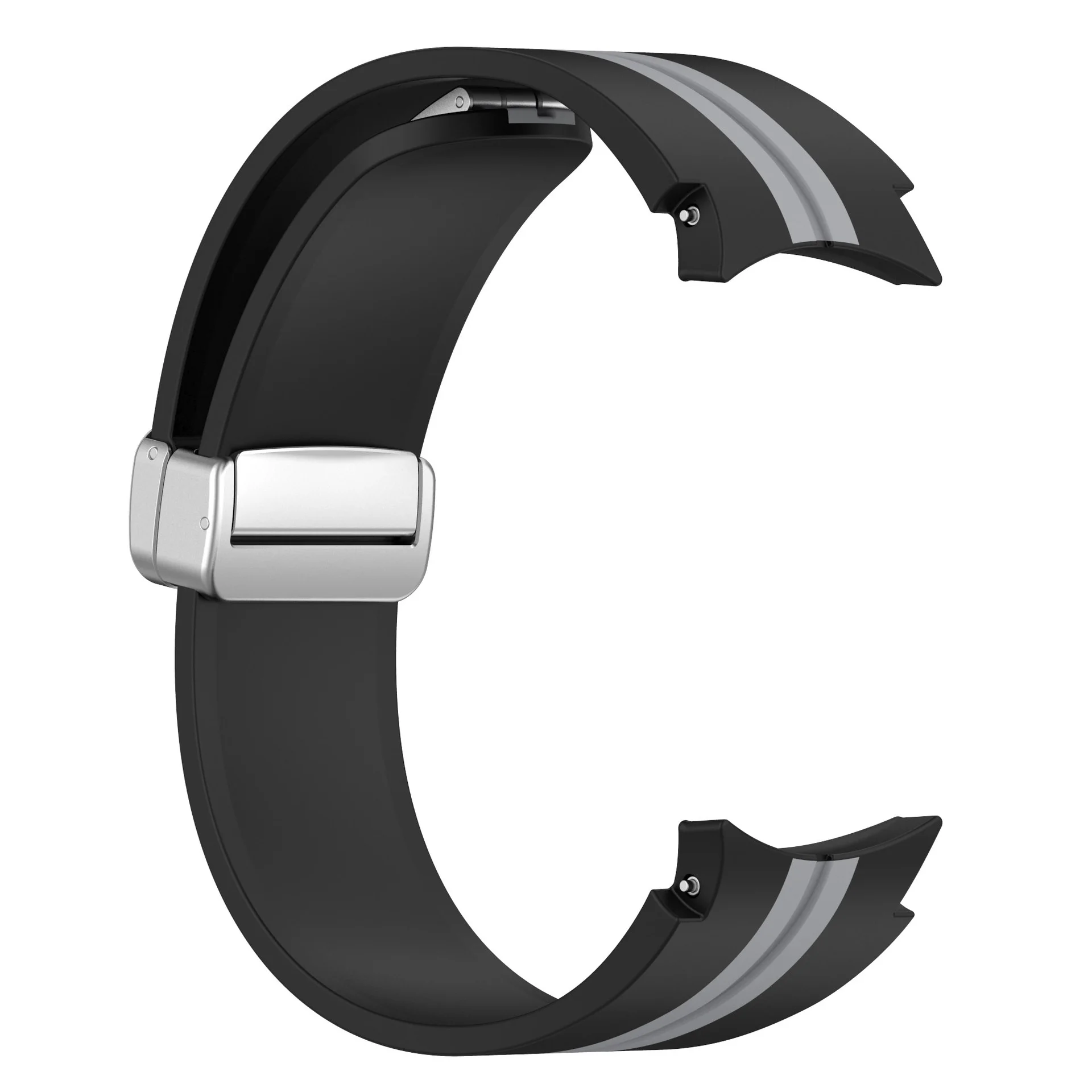 Силиконовый ремешок Cls-line для Samsung Galaxy Watch 4 / 4 Classic / 5 / 5 Pro / 6 / 6 Classic / 7 / FE - черно-серый