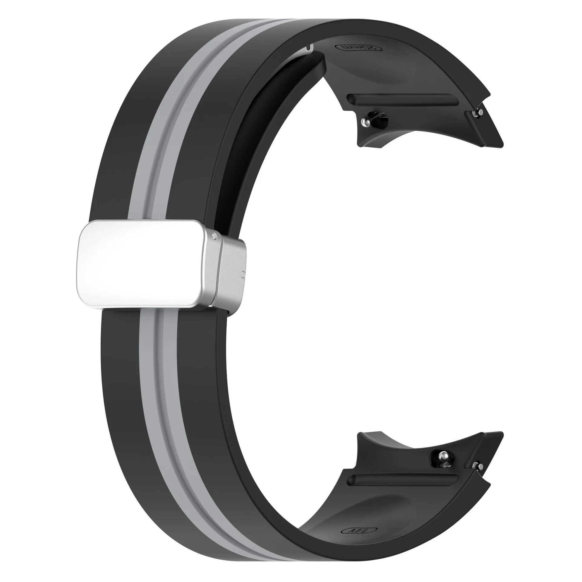 Силиконовый ремешок Cls-line для Samsung Galaxy Watch 4 / 4 Classic / 5 / 5 Pro / 6 / 6 Classic / 7 / FE - черно-серый