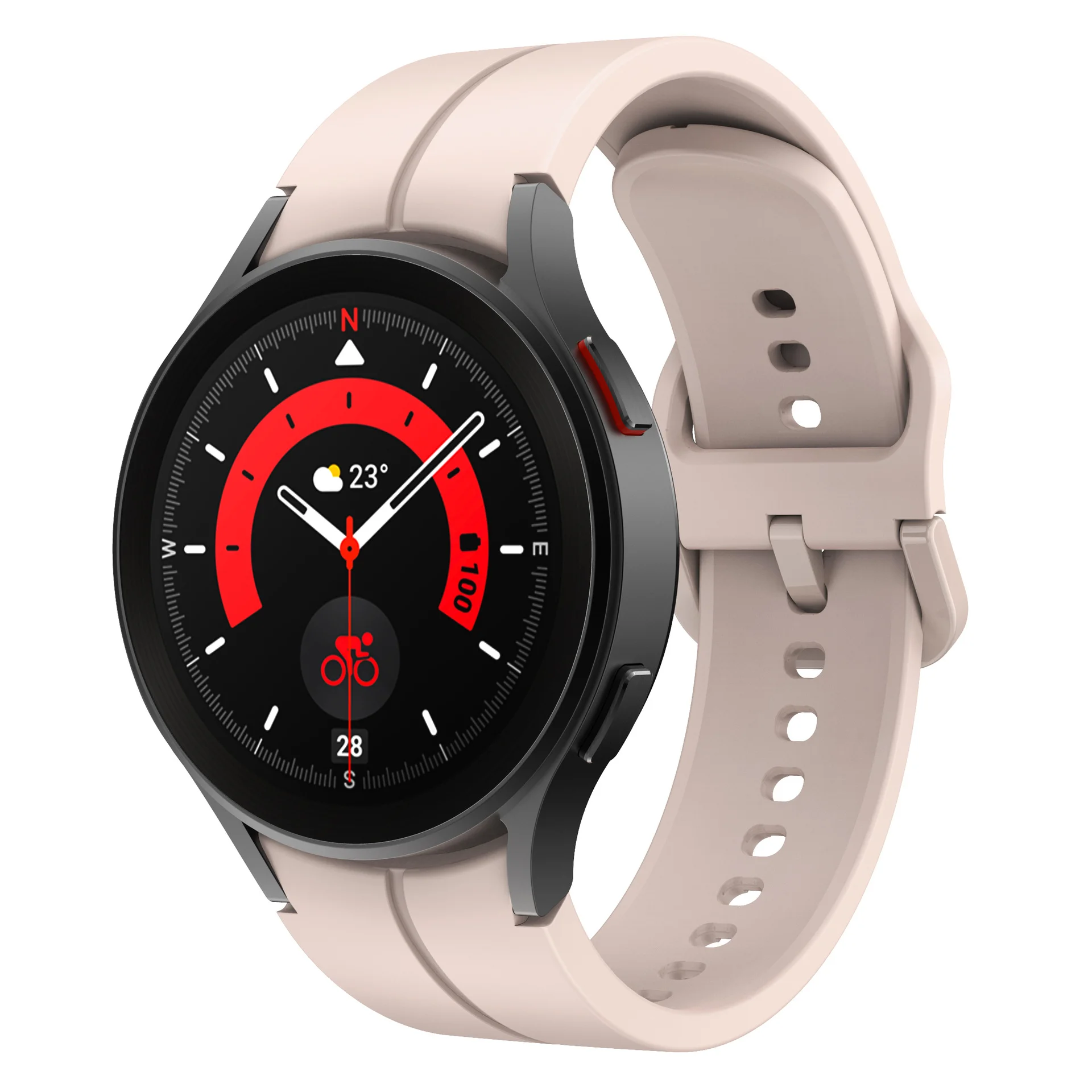 Силіконовий ремінець Five Classic до Samsung Galaxy Watch 4 / 4 Classic / 5 / 5 Pro / 6 / 6 Classic / 7 / FE - бежево-рожевий
