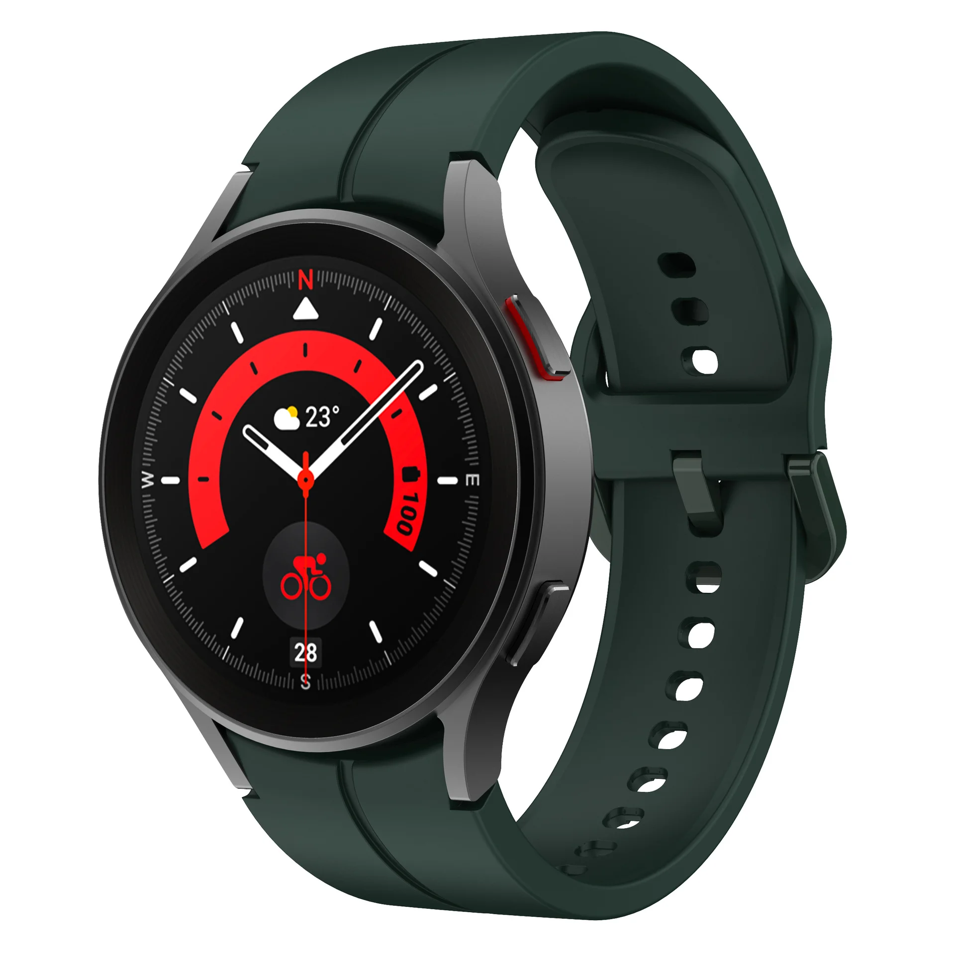 Силіконовий ремінець Five Classic для Samsung Galaxy Watch 4 / 4 Classic / 5 / 5 Pro / 6 / 6 Classic / 7 / FE - темно-зелений
