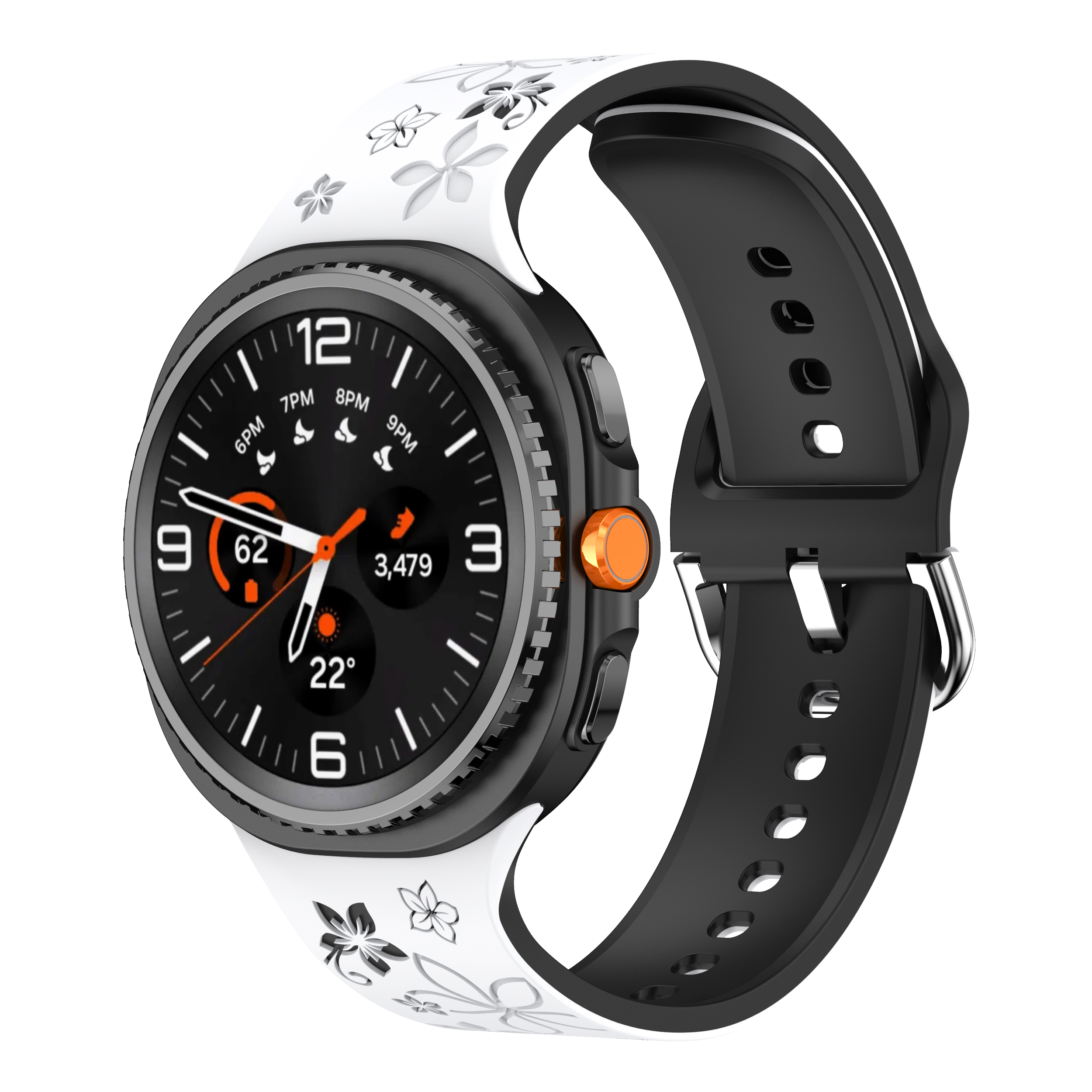 Силиконовый ремешок Bloomy для Samsung Galaxy Watch 8 (40/44mm) / 8 Classic - бело-черный