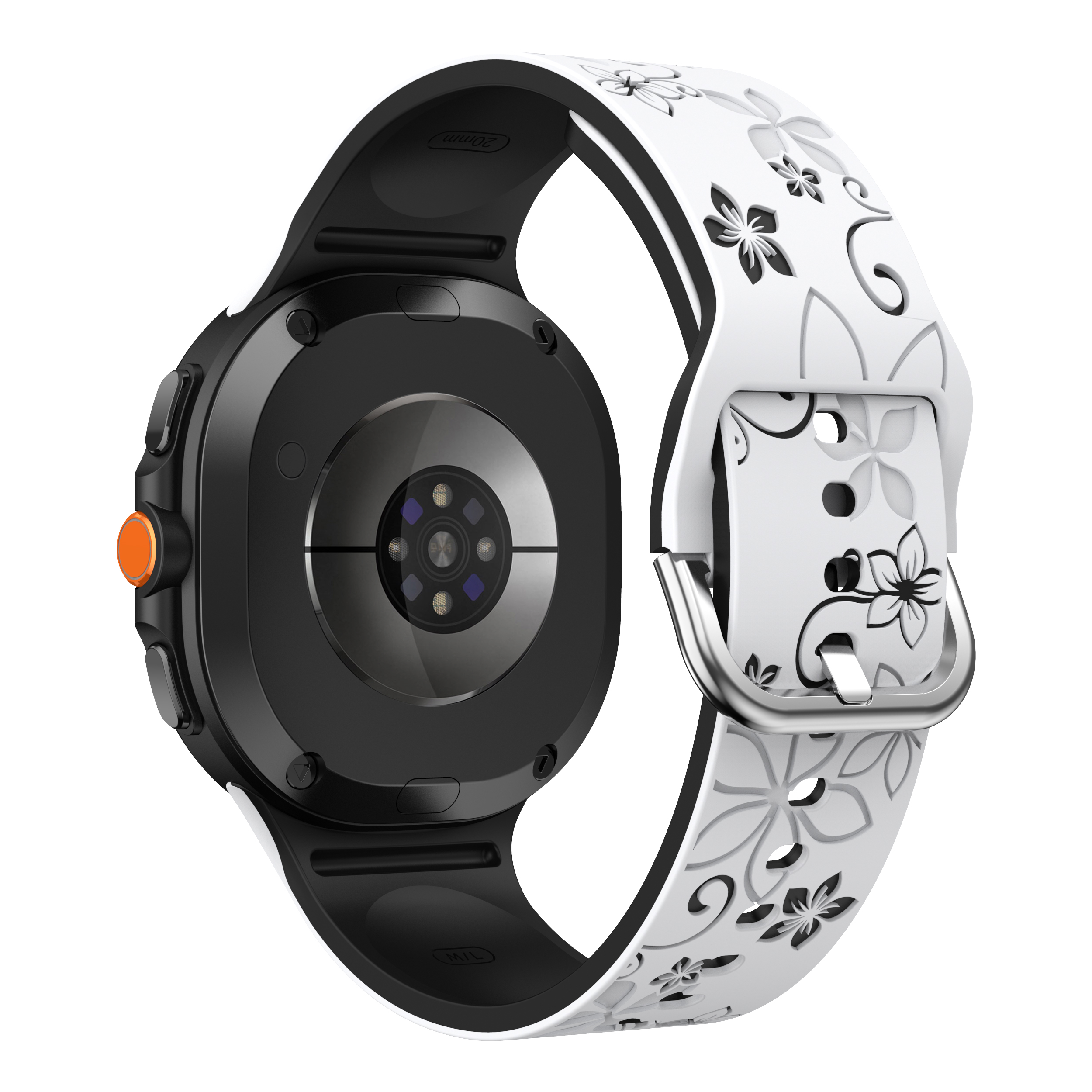 Силиконовый ремешок Bloomy для Samsung Galaxy Watch 8 (40/44mm) / 8 Classic - бело-черный