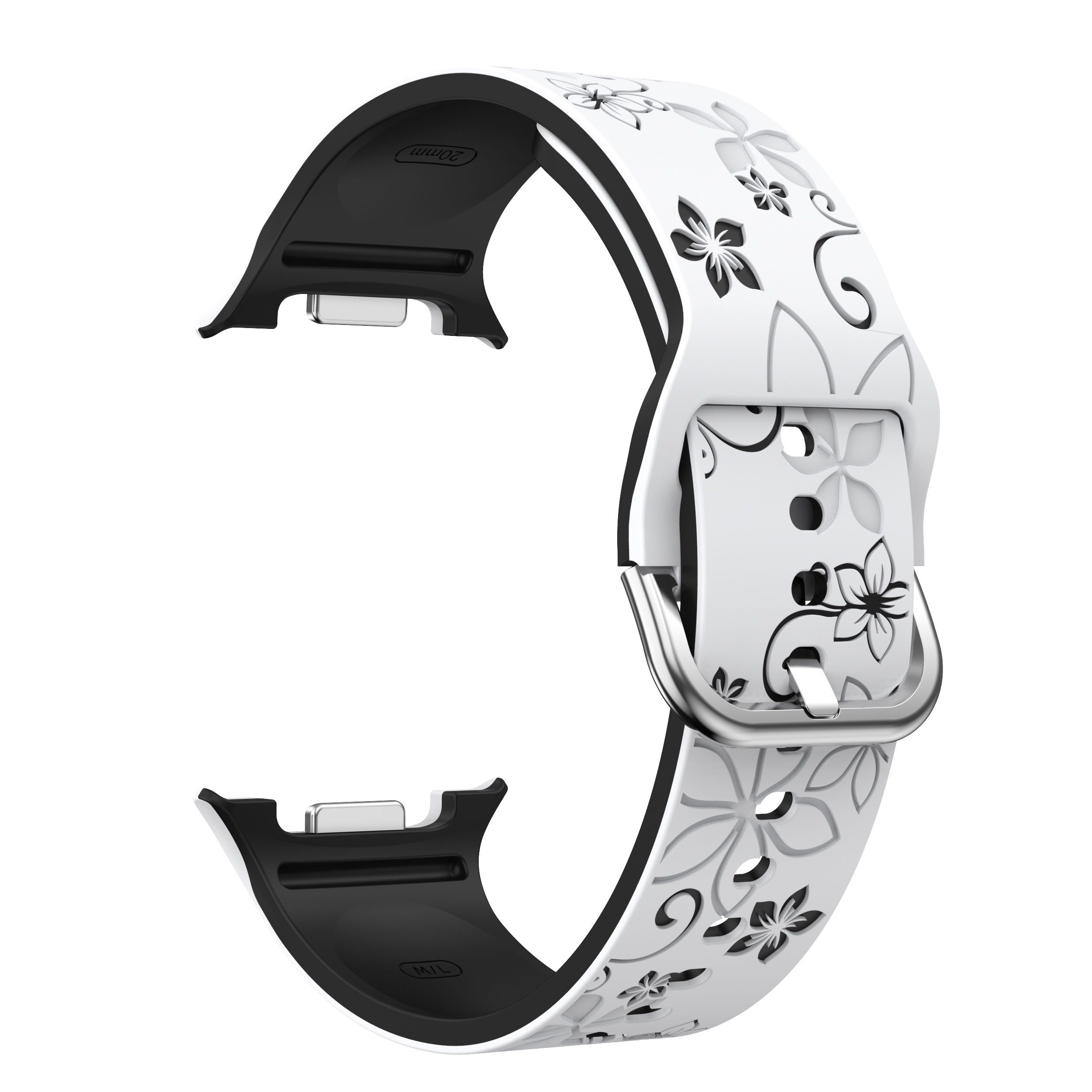 Силиконовый ремешок Bloomy для Samsung Galaxy Watch 8 (40/44mm) / 8 Classic - бело-черный