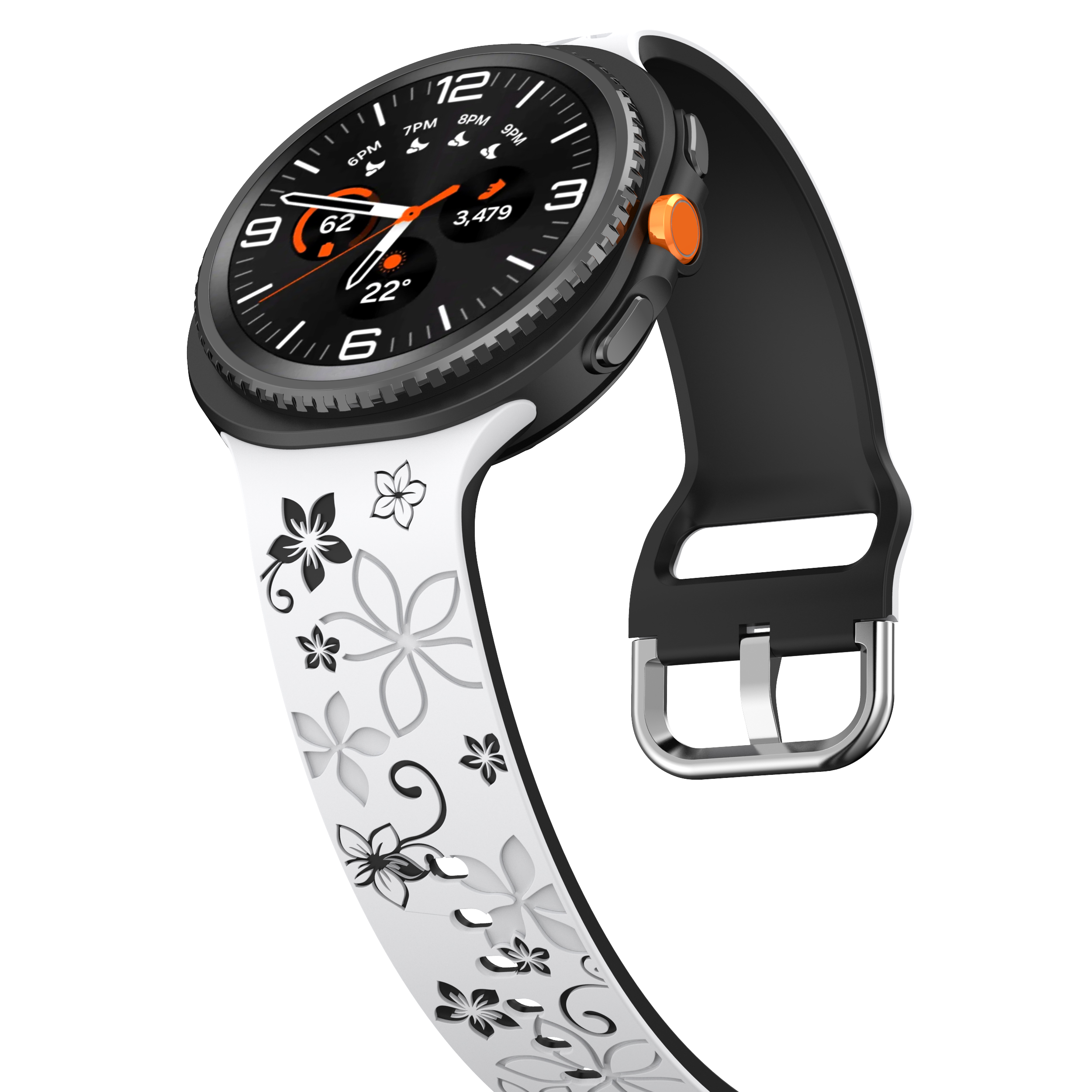 Силиконовый ремешок Bloomy для Samsung Galaxy Watch 8 (40/44mm) / 8 Classic - бело-черный