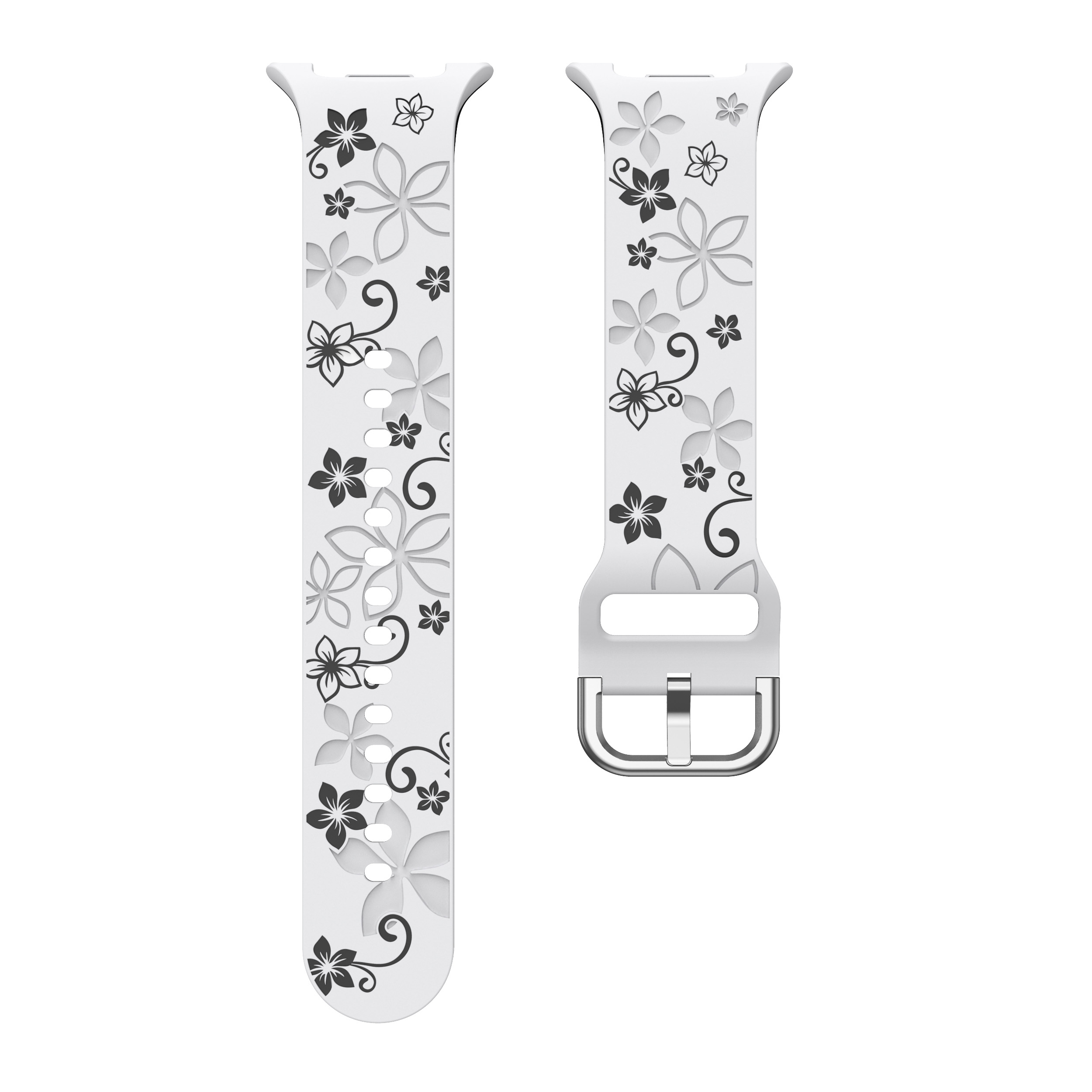 Силиконовый ремешок Bloomy для Samsung Galaxy Watch 8 (40/44mm) / 8 Classic - бело-черный