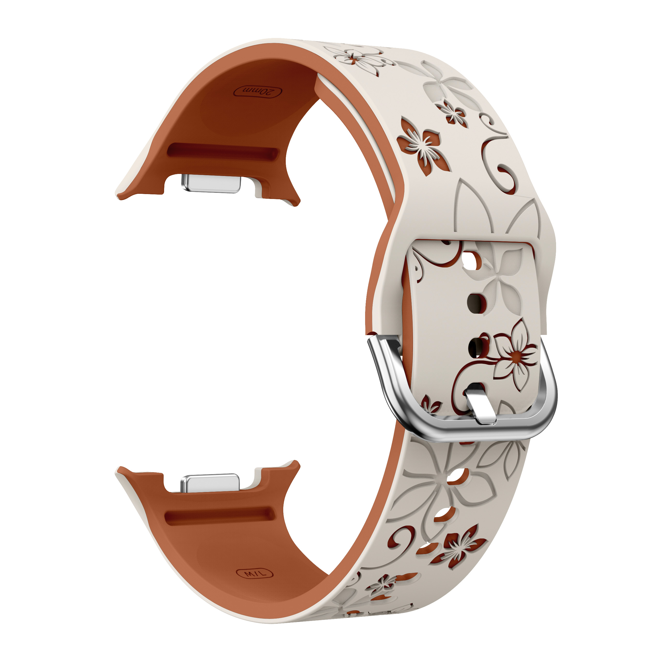 Силиконовый ремешок Bloomy для Samsung Galaxy Watch 8 (40/44mm) / 8 Classic - молочно-коричневый