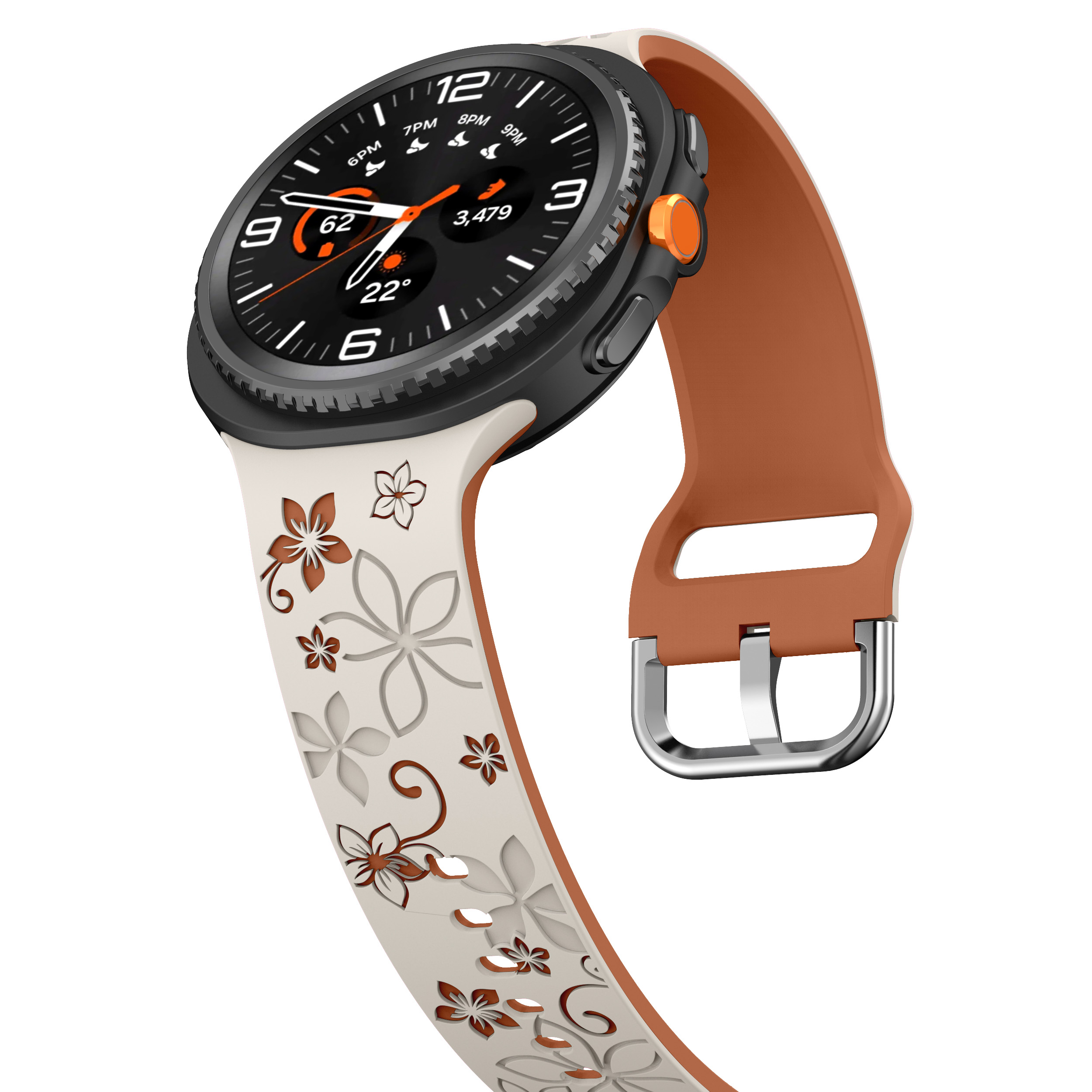 Силиконовый ремешок Bloomy для Samsung Galaxy Watch 8 (40/44mm) / 8 Classic - молочно-коричневый