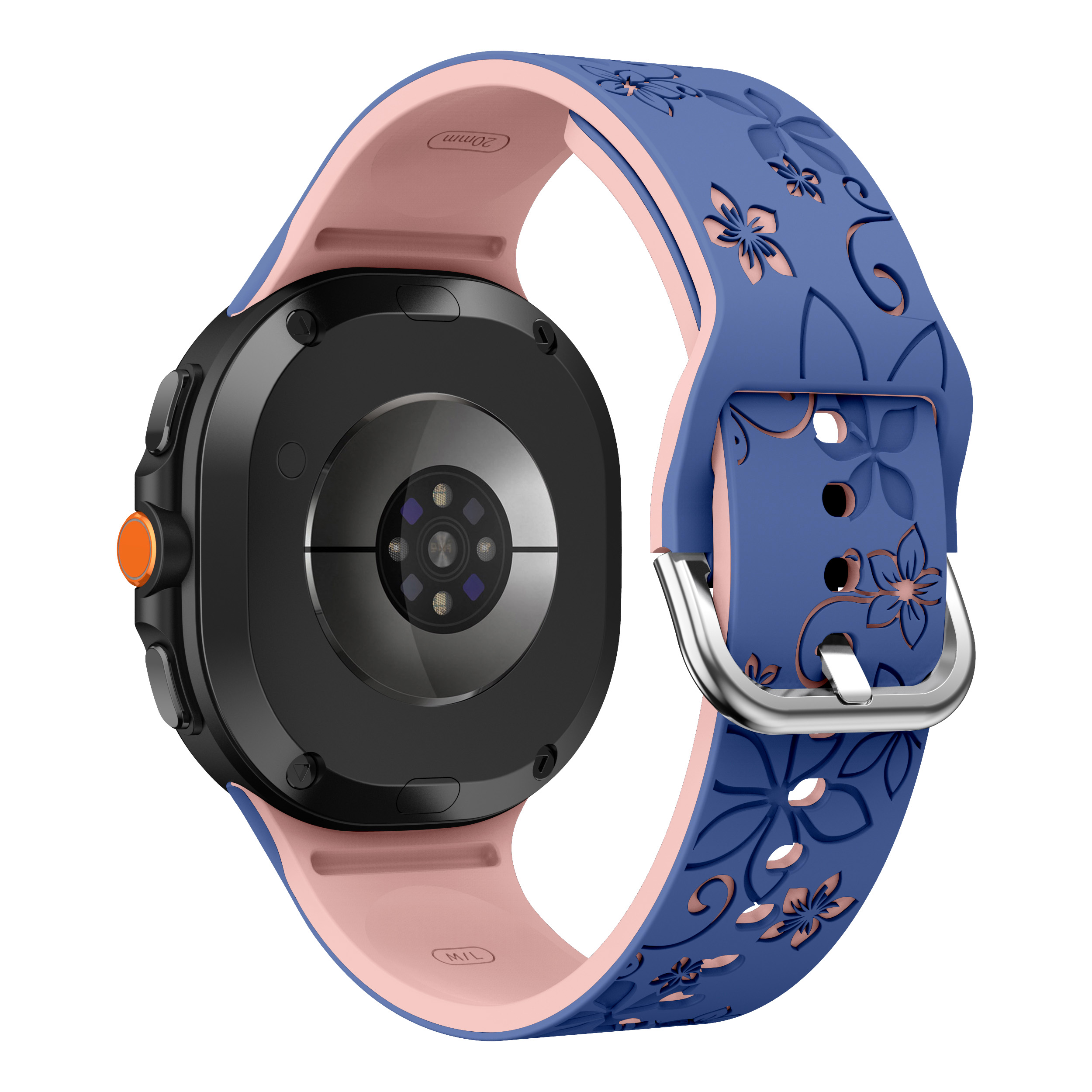Силиконовый ремешок Bloomy для Samsung Galaxy Watch 8 (40/44mm) / 8 Classic - сине-розовый