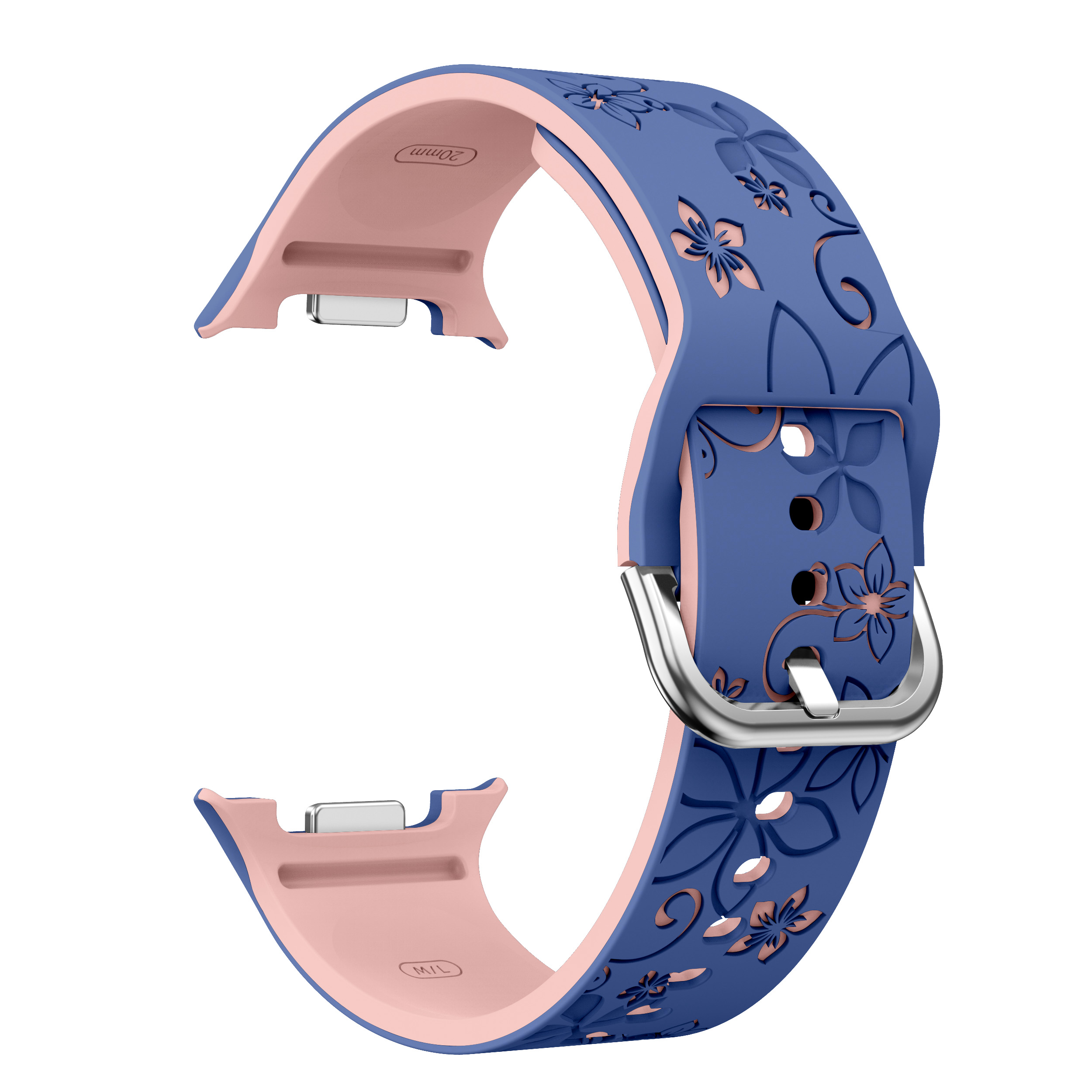 Силиконовый ремешок Bloomy для Samsung Galaxy Watch 8 (40/44mm) / 8 Classic - сине-розовый