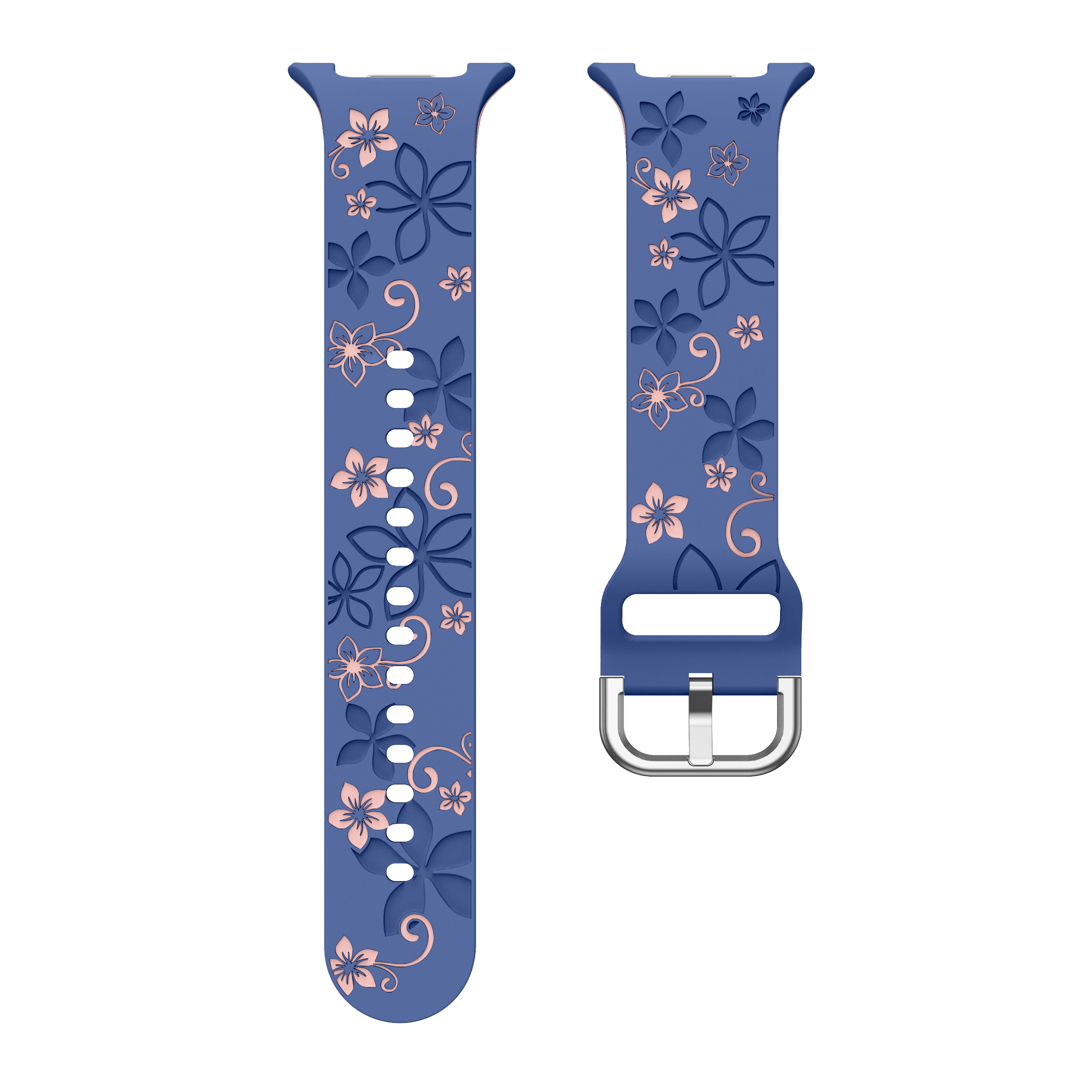 Силиконовый ремешок Bloomy для Samsung Galaxy Watch 8 (40/44mm) / 8 Classic - сине-розовый