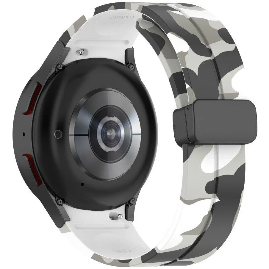 Силиконовый ремешок Cls-color для Samsung Galaxy Watch 4 / 4 Classic / 5 / 5 Pro / 6 / 6 Classic / 7 / FE - бело-черный