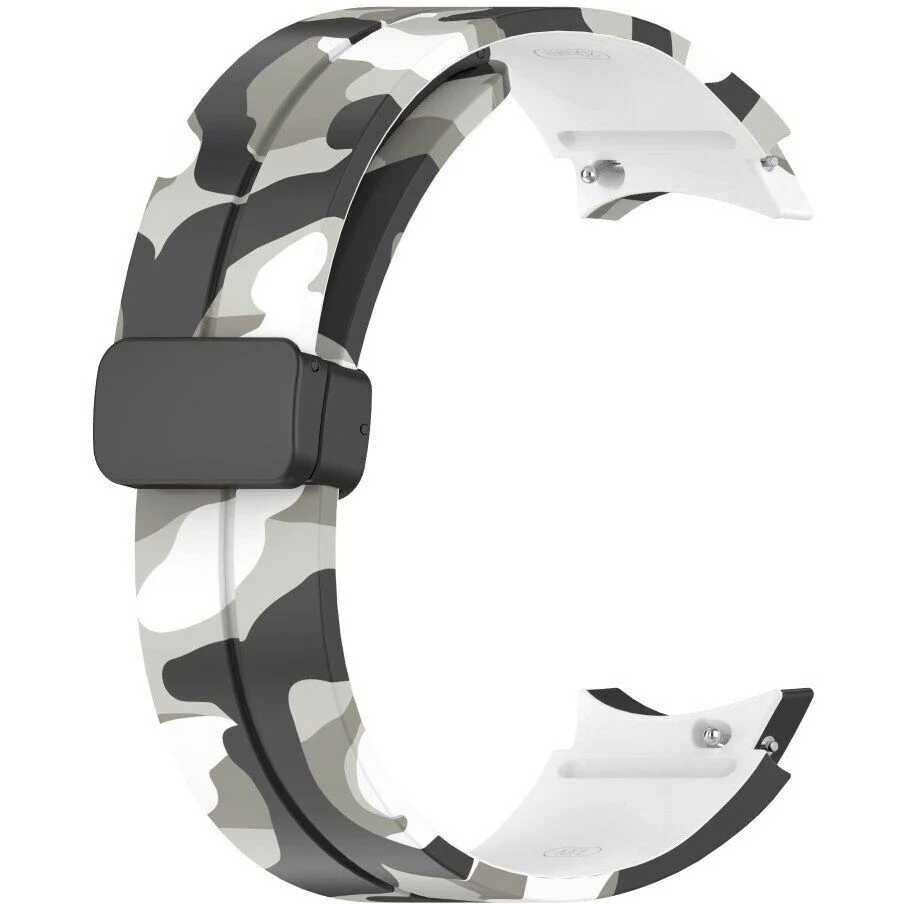 Силиконовый ремешок Cls-color для Samsung Galaxy Watch 4 / 4 Classic / 5 / 5 Pro / 6 / 6 Classic / 7 / FE - бело-черный