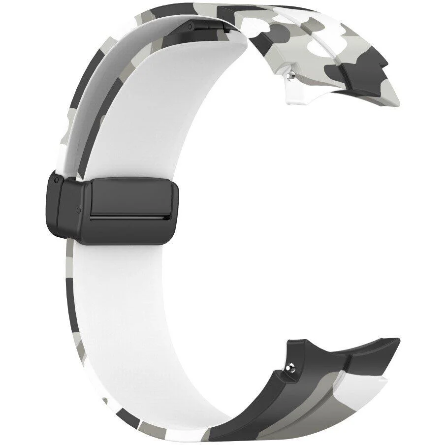 Силиконовый ремешок Cls-color для Samsung Galaxy Watch 4 / 4 Classic / 5 / 5 Pro / 6 / 6 Classic / 7 / FE - бело-черный
