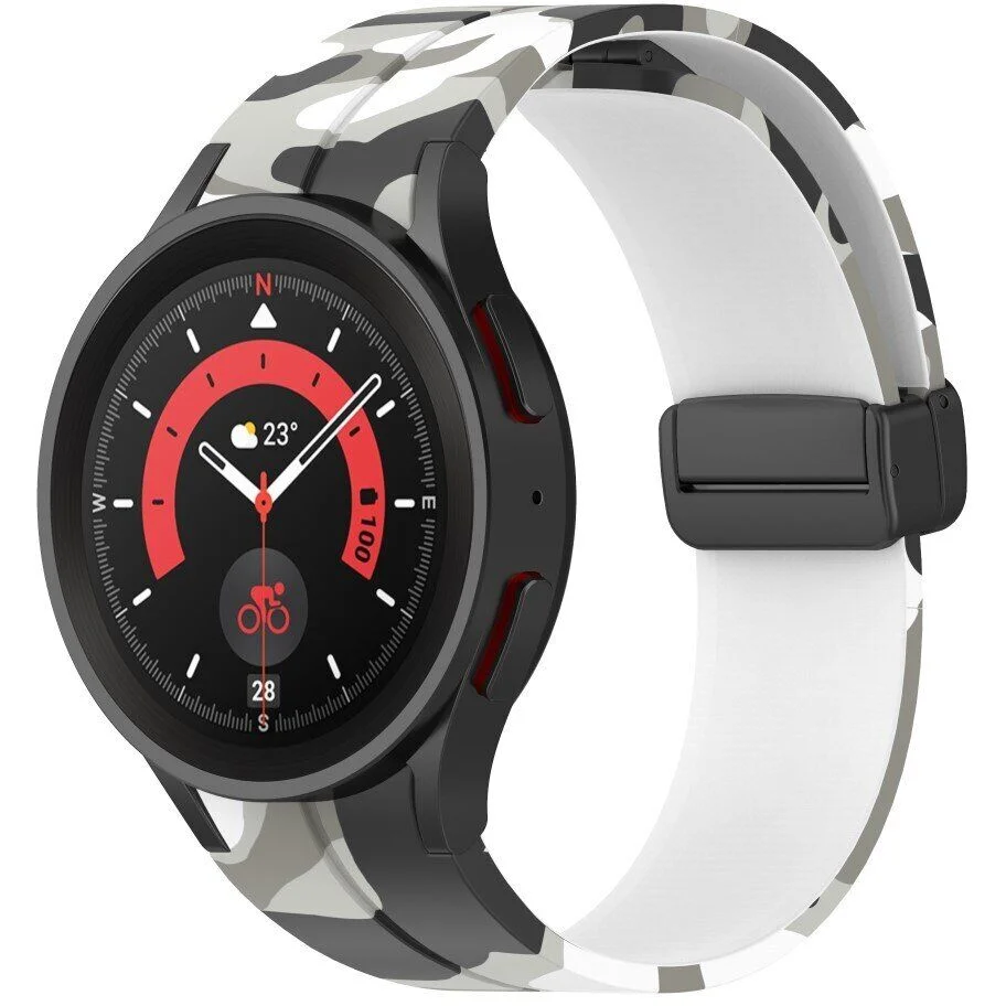 Силиконовый ремешок Cls-color для Samsung Galaxy Watch 4 / 4 Classic / 5 / 5 Pro / 6 / 6 Classic / 7 / FE - бело-черный