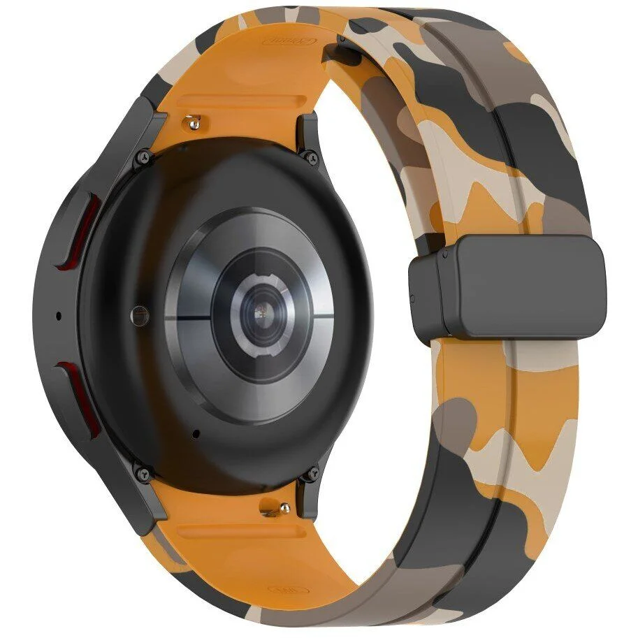 Силиконовый ремешок Cls-color для Samsung Galaxy Watch 4 / 4 Classic / 5 / 5 Pro / 6 / 6 Classic / 7 / FE - желто-черный