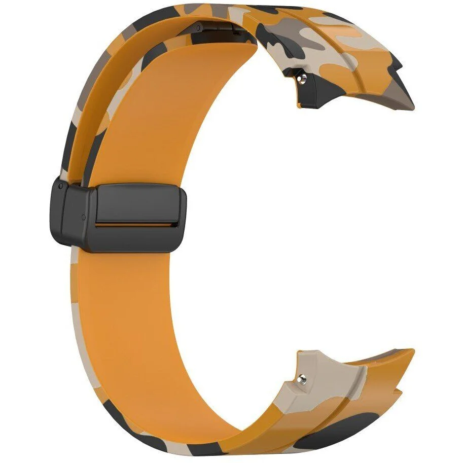Силиконовый ремешок Cls-color для Samsung Galaxy Watch 4 / 4 Classic / 5 / 5 Pro / 6 / 6 Classic / 7 / FE - желто-черный
