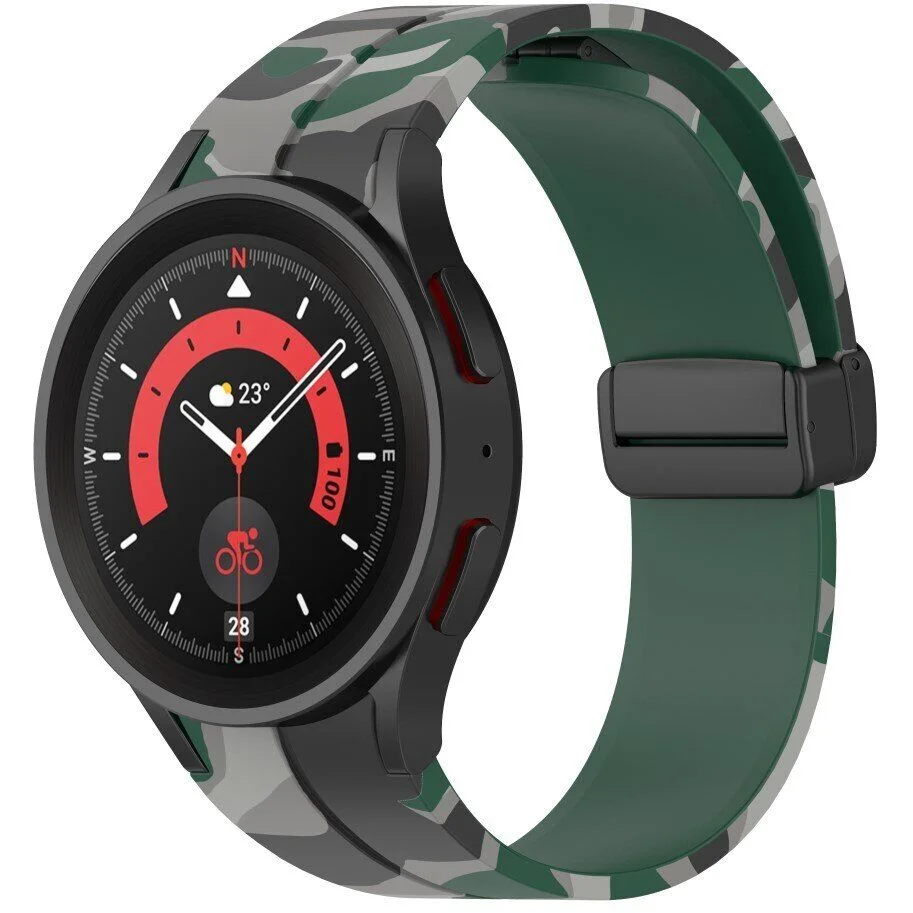 Силиконовый ремешок Cls-color для Samsung Galaxy Watch 4 / 4 Classic / 5 / 5 Pro / 6 / 6 Classic / 7 / FE - темно-зеленый