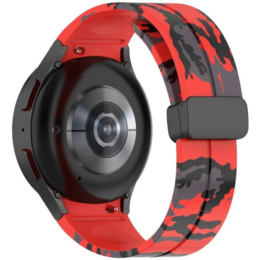 Силиконовый ремешок Cls-color для Samsung Galaxy Watch 4 / 4 Classic / 5 / 5 Pro / 6 / 6 Classic / 7 / FE - красно-черный