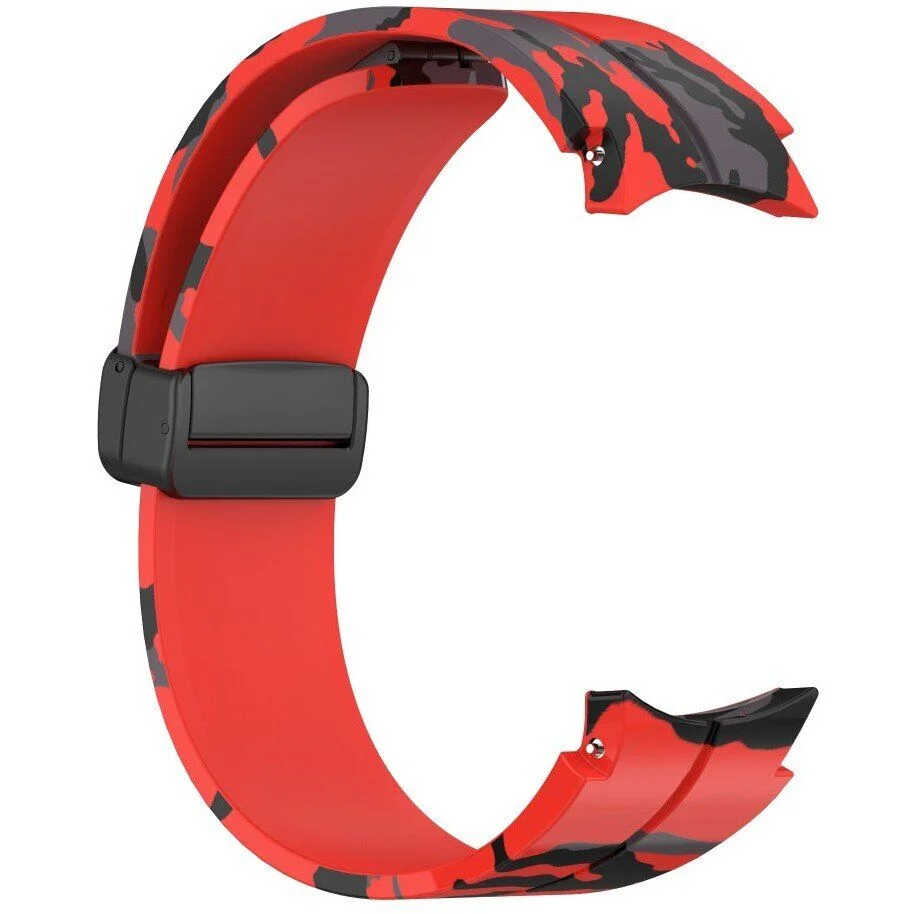 Силиконовый ремешок Cls-color для Samsung Galaxy Watch 4 / 4 Classic / 5 / 5 Pro / 6 / 6 Classic / 7 / FE - красно-черный