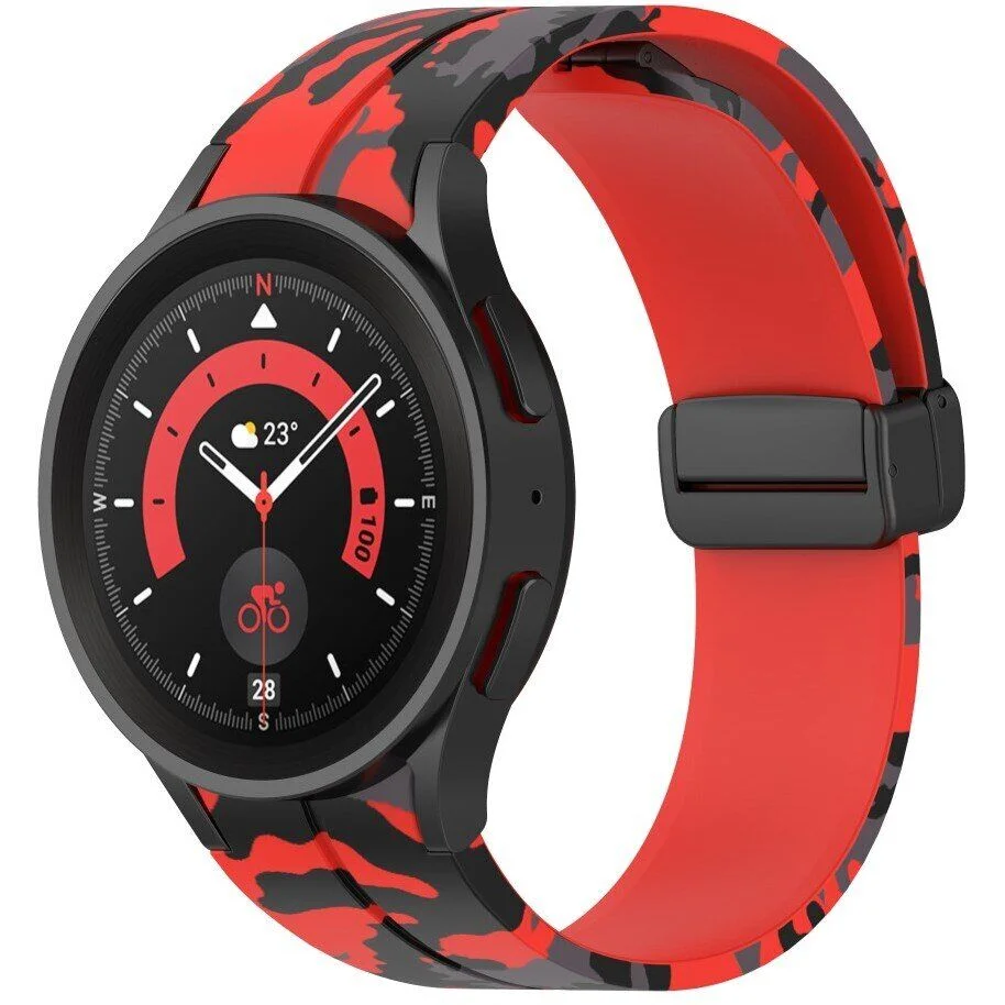 Силиконовый ремешок Cls-color для Samsung Galaxy Watch 4 / 4 Classic / 5 / 5 Pro / 6 / 6 Classic / 7 / FE - красно-черный