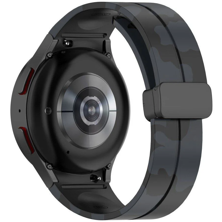 Силиконовый ремешок Cls-color для Samsung Galaxy Watch 4 / 4 Classic / 5 / 5 Pro / 6 / 6 Classic / 7 / FE - черно-серый