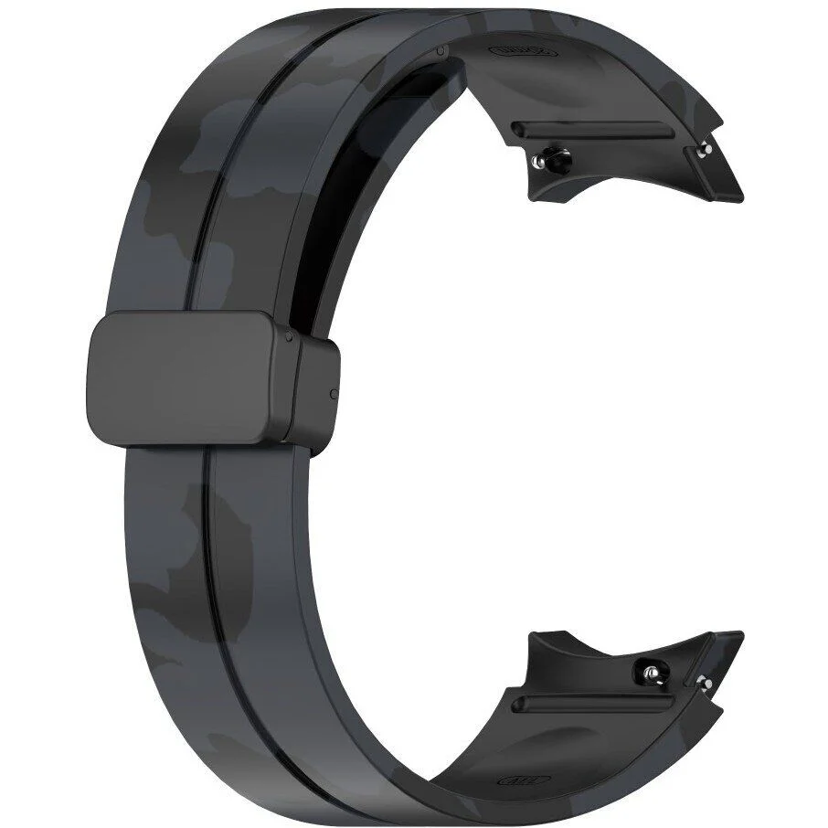 Силиконовый ремешок Cls-color для Samsung Galaxy Watch 4 / 4 Classic / 5 / 5 Pro / 6 / 6 Classic / 7 / FE - черно-серый
