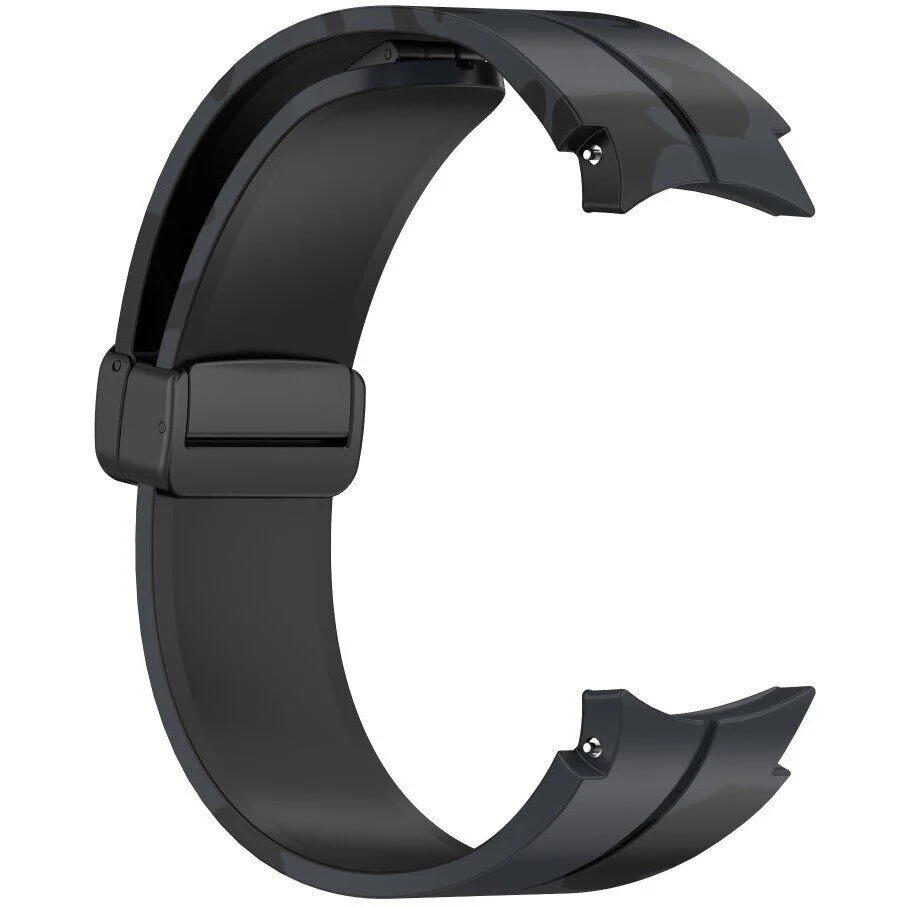 Силиконовый ремешок Cls-color для Samsung Galaxy Watch 4 / 4 Classic / 5 / 5 Pro / 6 / 6 Classic / 7 / FE - черно-серый