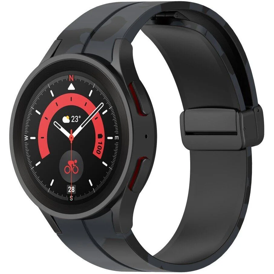 Силиконовый ремешок Cls-color для Samsung Galaxy Watch 4 / 4 Classic / 5 / 5 Pro / 6 / 6 Classic / 7 / FE - черно-серый