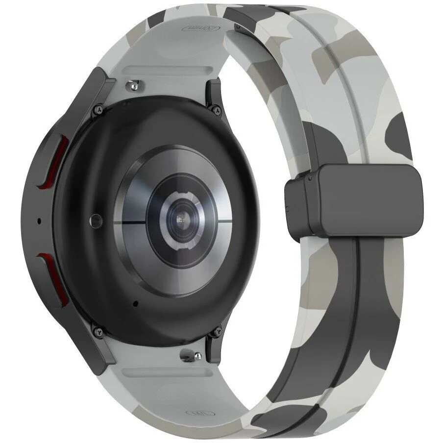 Силиконовый ремешок Cls-color для Samsung Galaxy Watch 4 / 4 Classic / 5 / 5 Pro / 6 / 6 Classic / 7 / FE - серо-черный