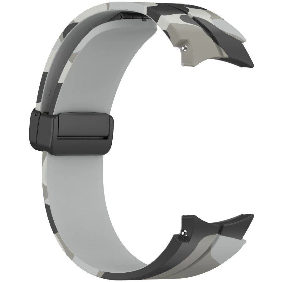 Силиконовый ремешок Cls-color для Samsung Galaxy Watch 4 / 4 Classic / 5 / 5 Pro / 6 / 6 Classic / 7 / FE - серо-черный