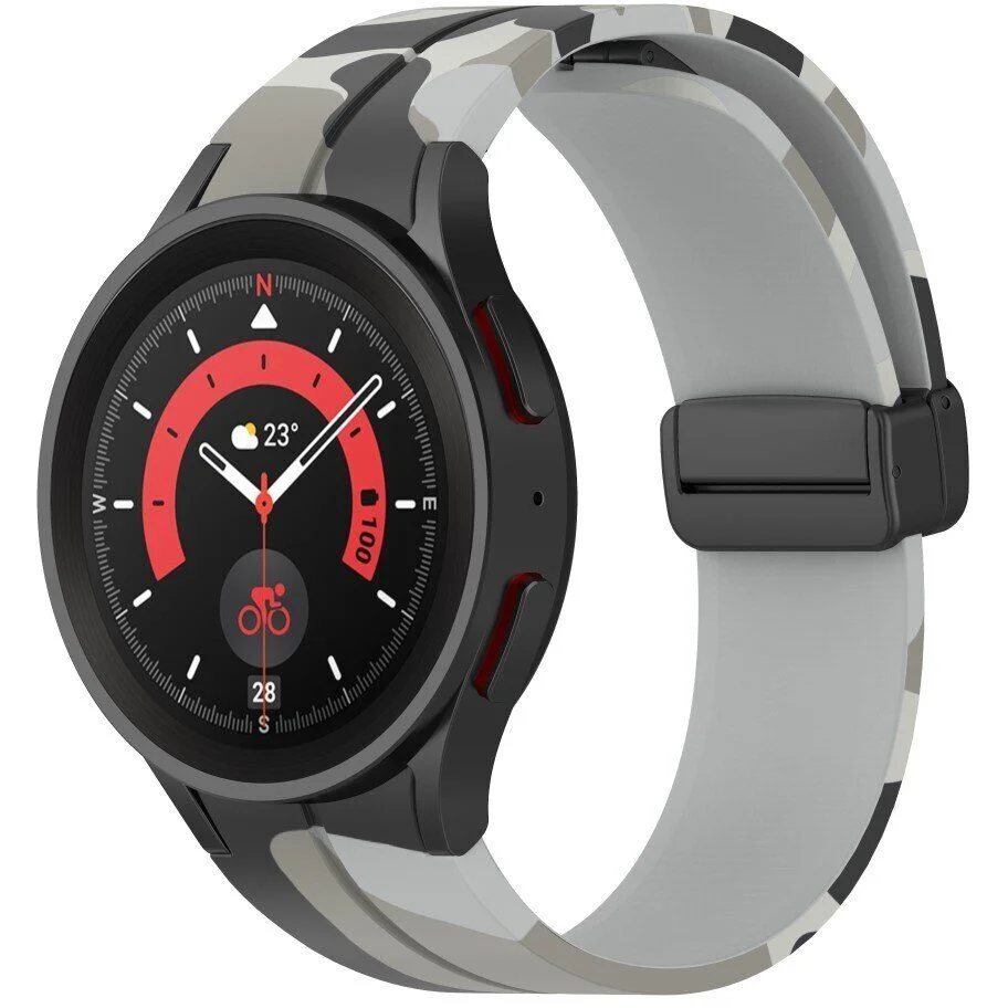 Силиконовый ремешок Cls-color для Samsung Galaxy Watch 4 / 4 Classic / 5 / 5 Pro / 6 / 6 Classic / 7 / FE - серо-черный