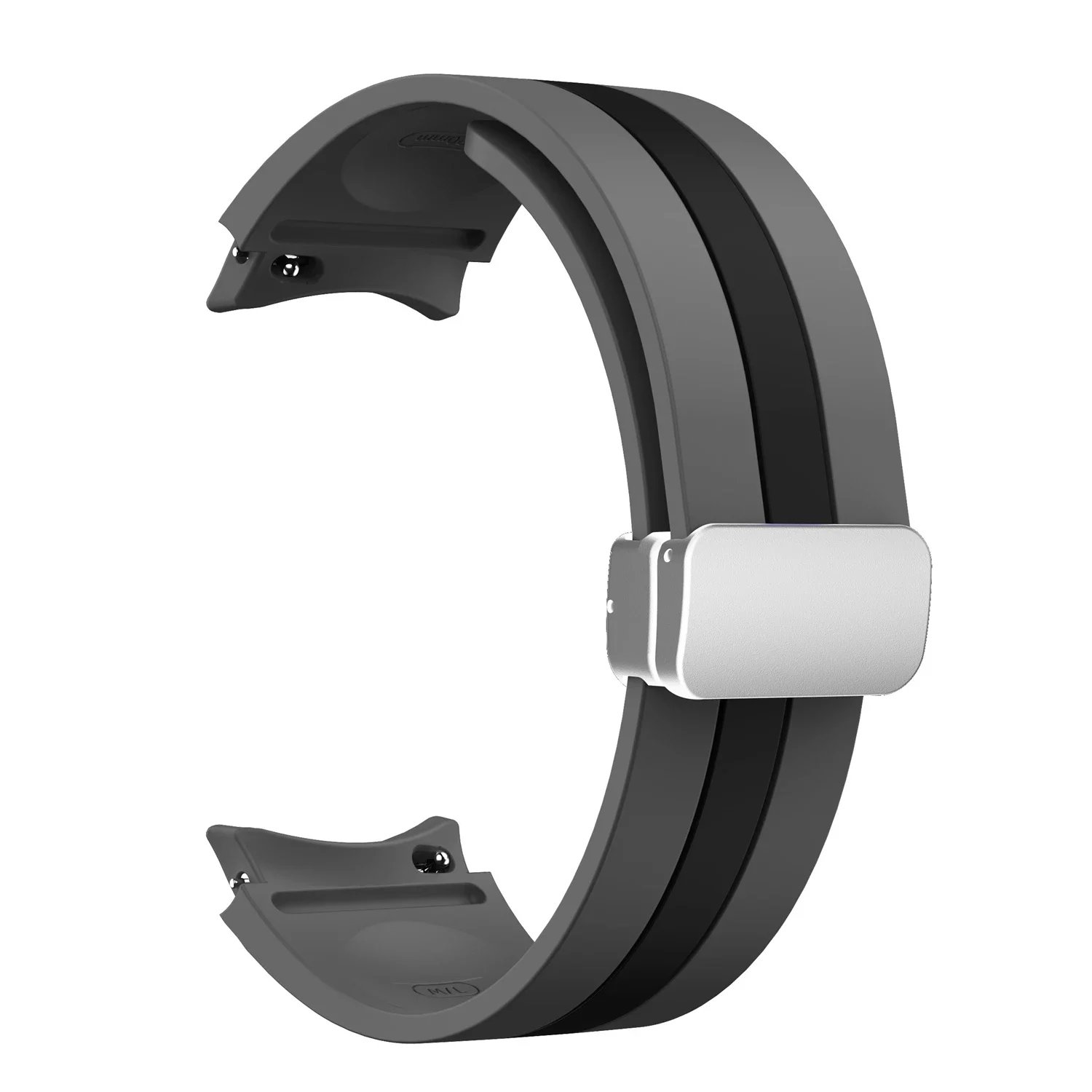 Силиконовый ремешок Cls-way для Samsung Galaxy Watch 4 / 4 Classic / 5 / 5 Pro / 6 / 6 Classic / 7 / FE - серо-черный