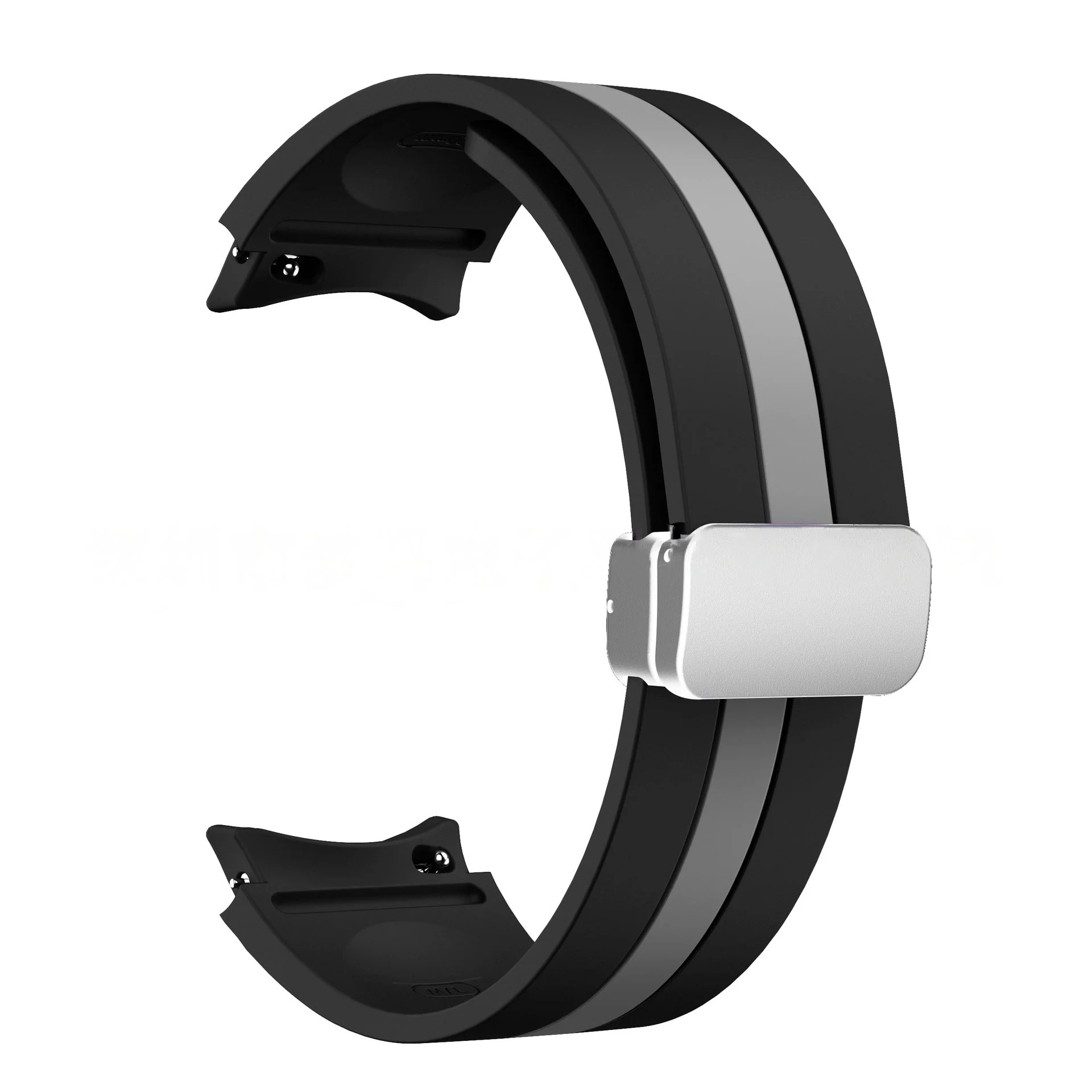 Силиконовый ремешок Cls-way для Samsung Galaxy Watch 4 / 4 Classic / 5 / 5 Pro / 6 / 6 Classic / 7 / FE - черно-серый