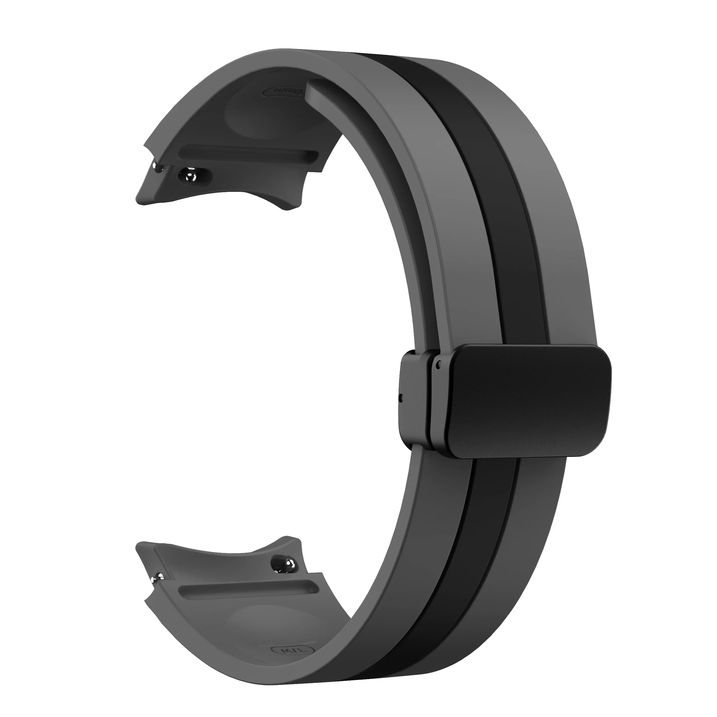Силиконовый ремешок Cls-way-black для Samsung Galaxy Watch 4 / 4 Classic / 5 / 5 Pro / 6 / 6 Classic / 7 / FE - серо-черный