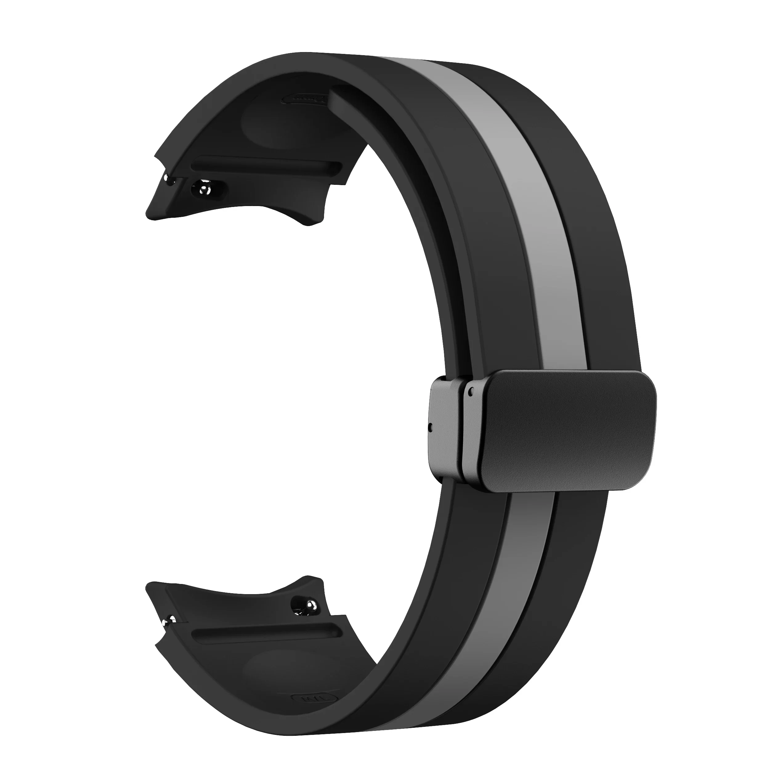 Силиконовый ремешок Cls-way-black для Samsung Galaxy Watch 4 / 4 Classic / 5 / 5 Pro / 6 / 6 Classic / 7 / FE - черно-серый