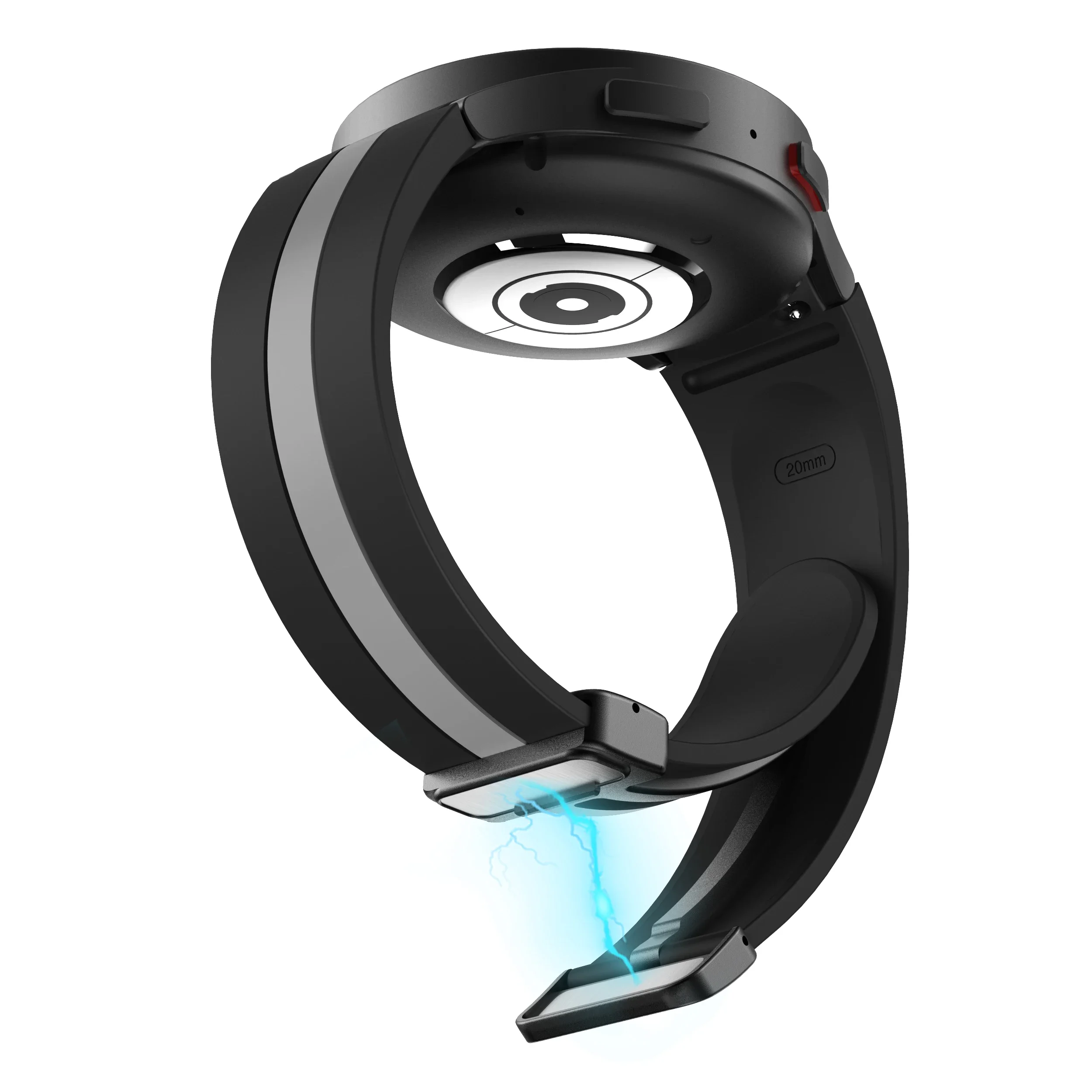 Силиконовый ремешок Cls-way-black для Samsung Galaxy Watch 4 / 4 Classic / 5 / 5 Pro / 6 / 6 Classic / 7 / FE - черно-серый